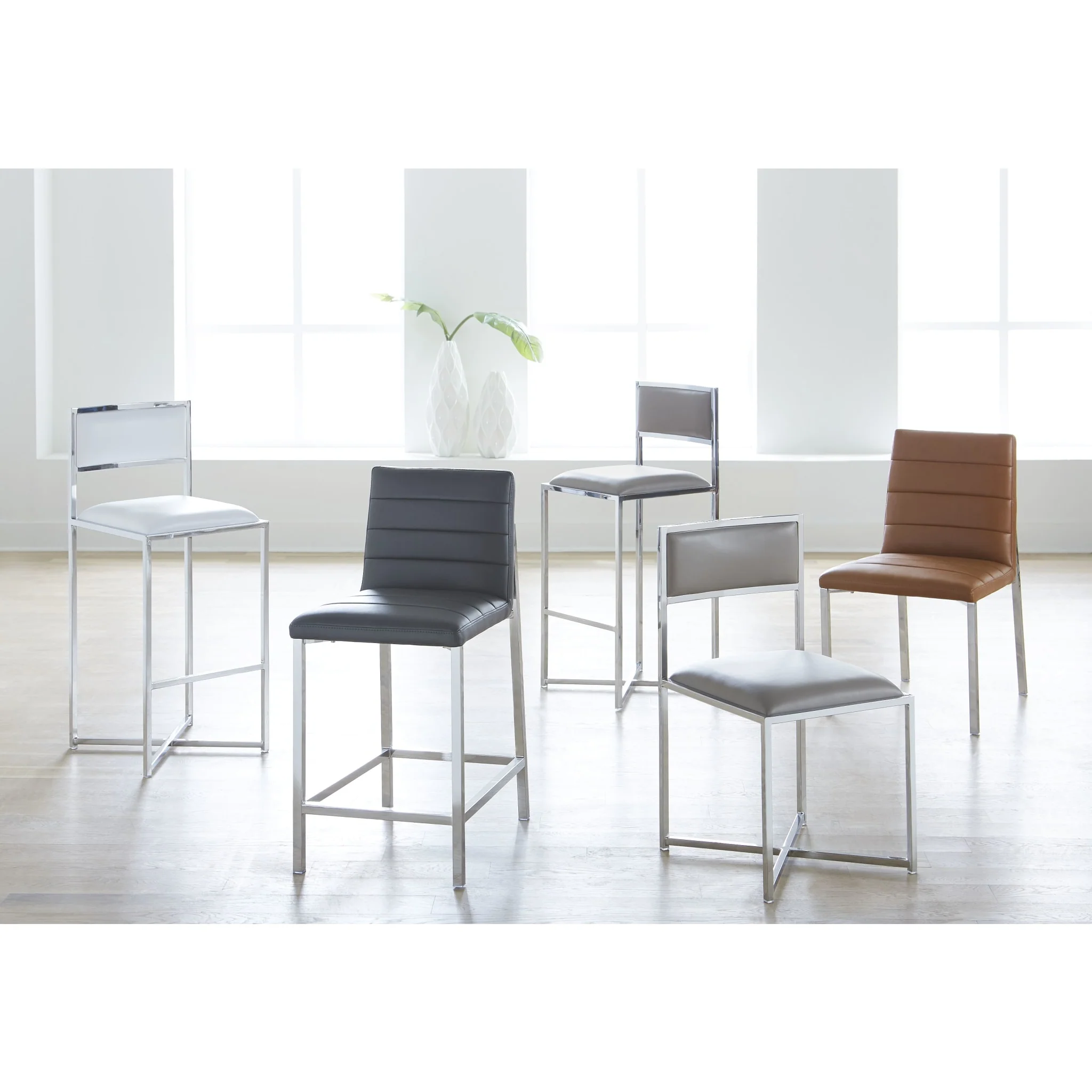 Amalfi Metal Back Chair in Cognac Leather - Image 4
