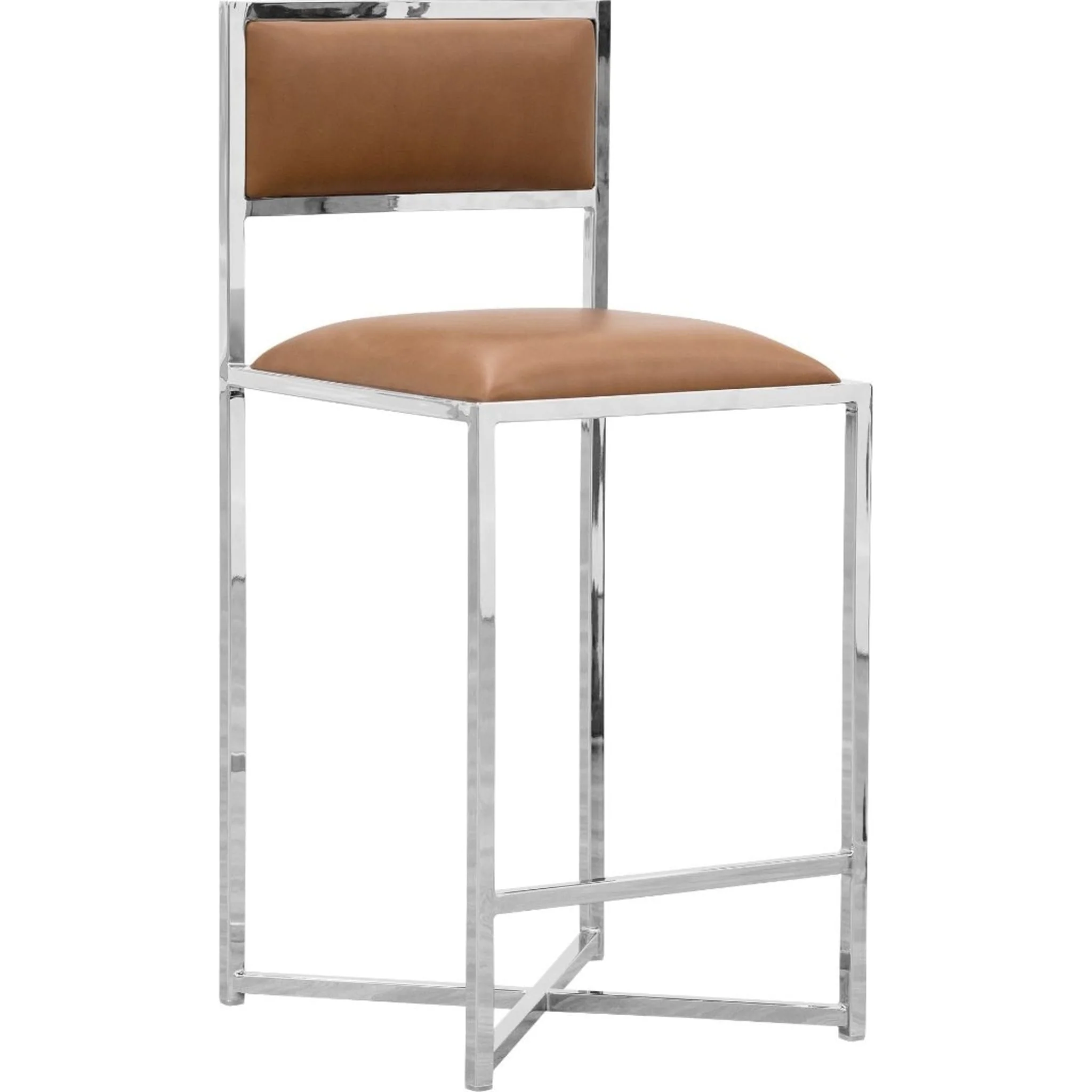 Amalfi X-Base Counter Stool in Cognac Leather - Image 3