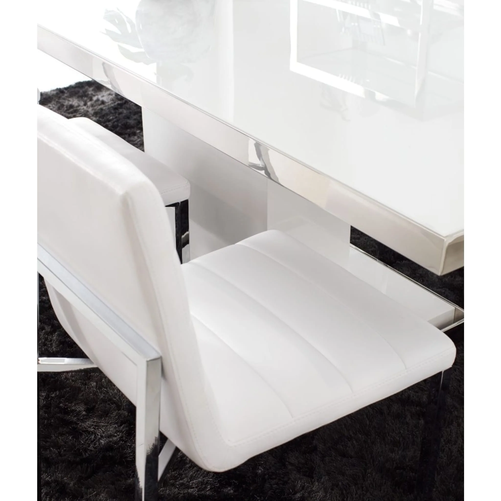 Amalfi Metal Back Chair in White Leather - Image 4