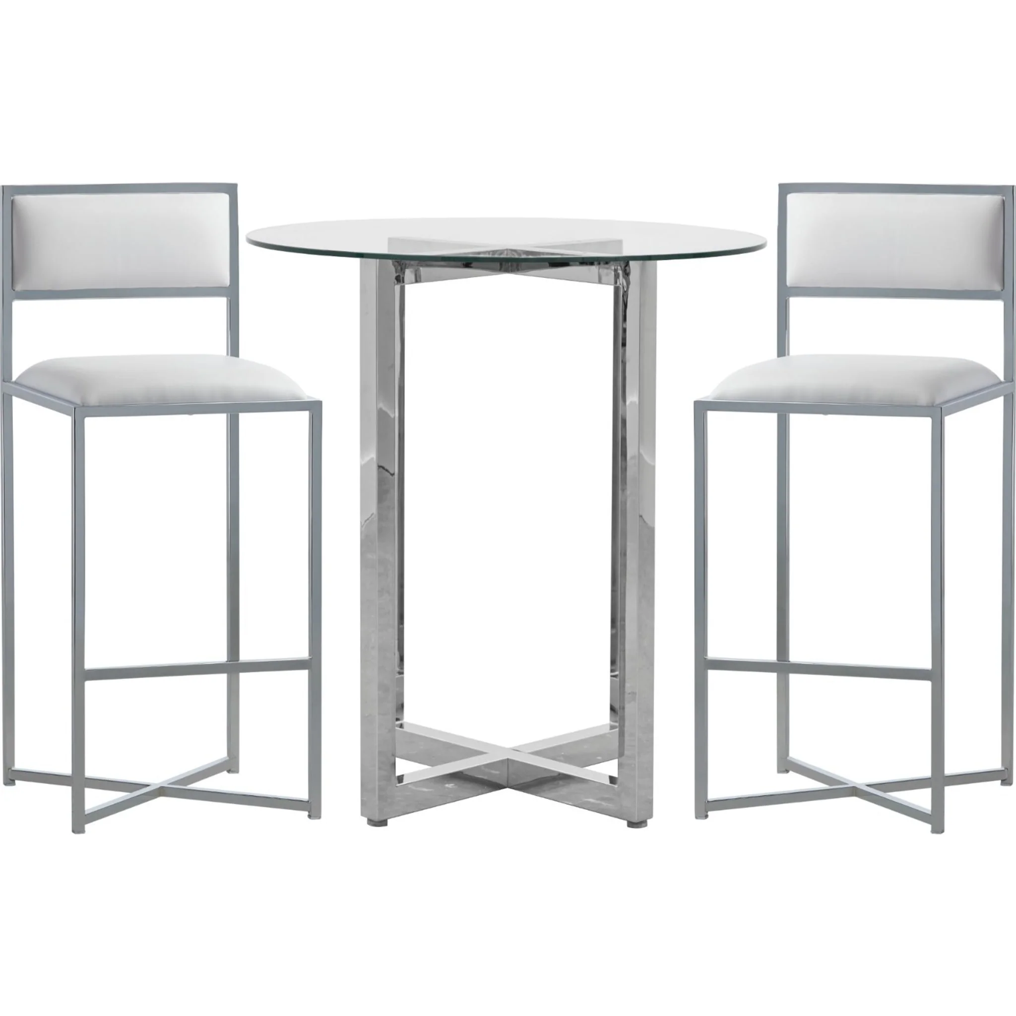 Amalfi X-Base Bar Stool in White Leather - Image 5