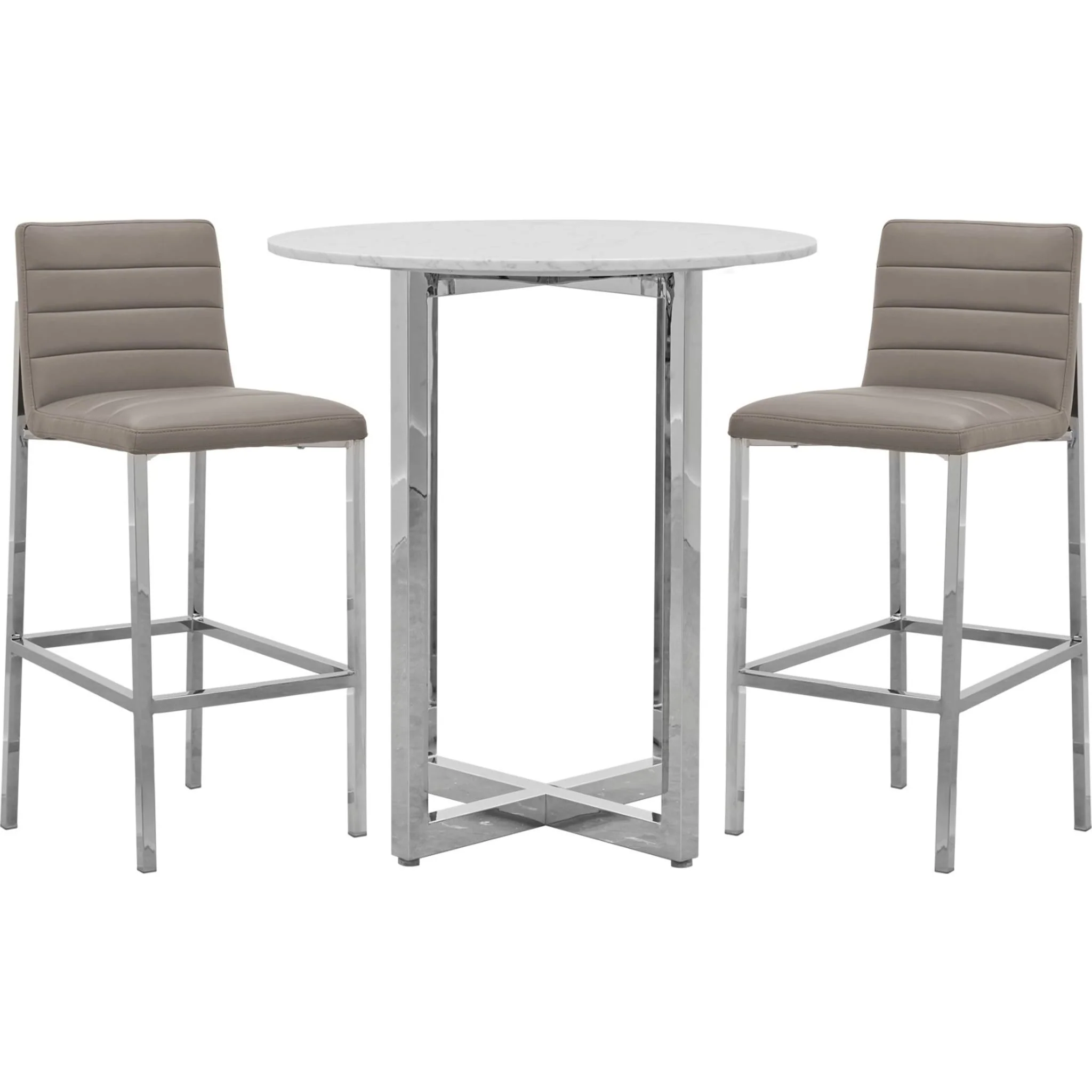 Amalfi Metal Back Bar Stool in Taupe Leather - Image 3