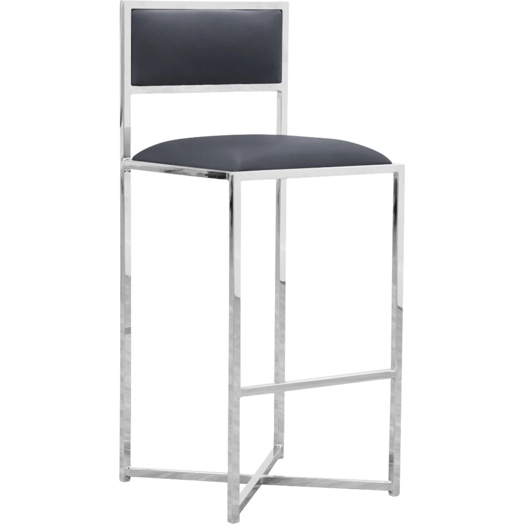 Amalfi X-Base Bar Stool in Cobalt Leather - Image 4