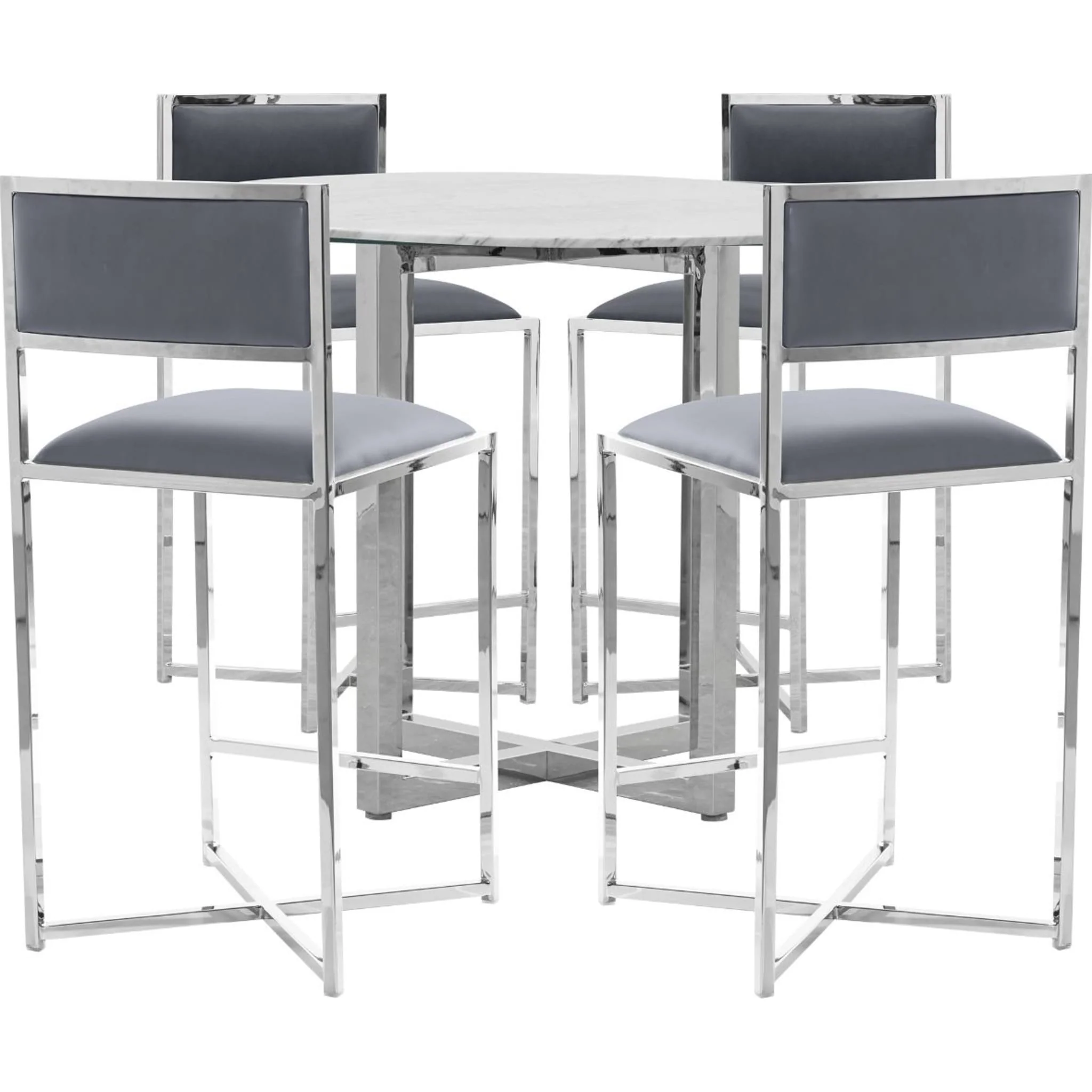 Amalfi X-Base Counter Stool in Cobalt Leather - Image 5