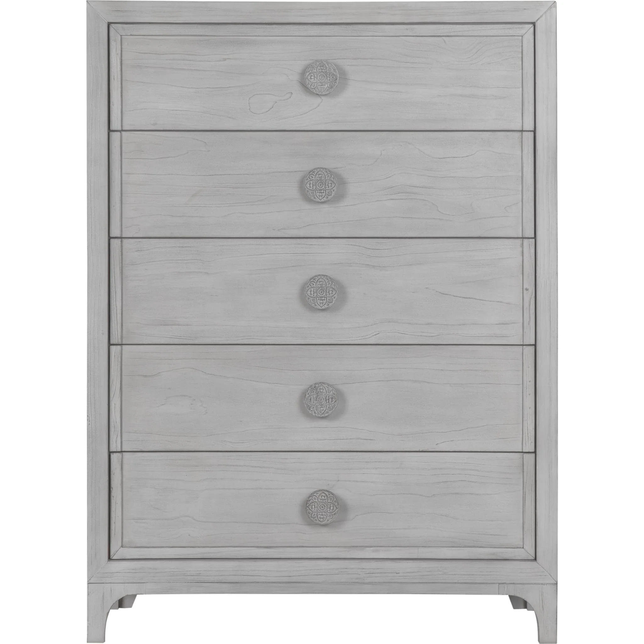 Boho Chic Five-Drawer Chest in Washed White (2024) - Image 4