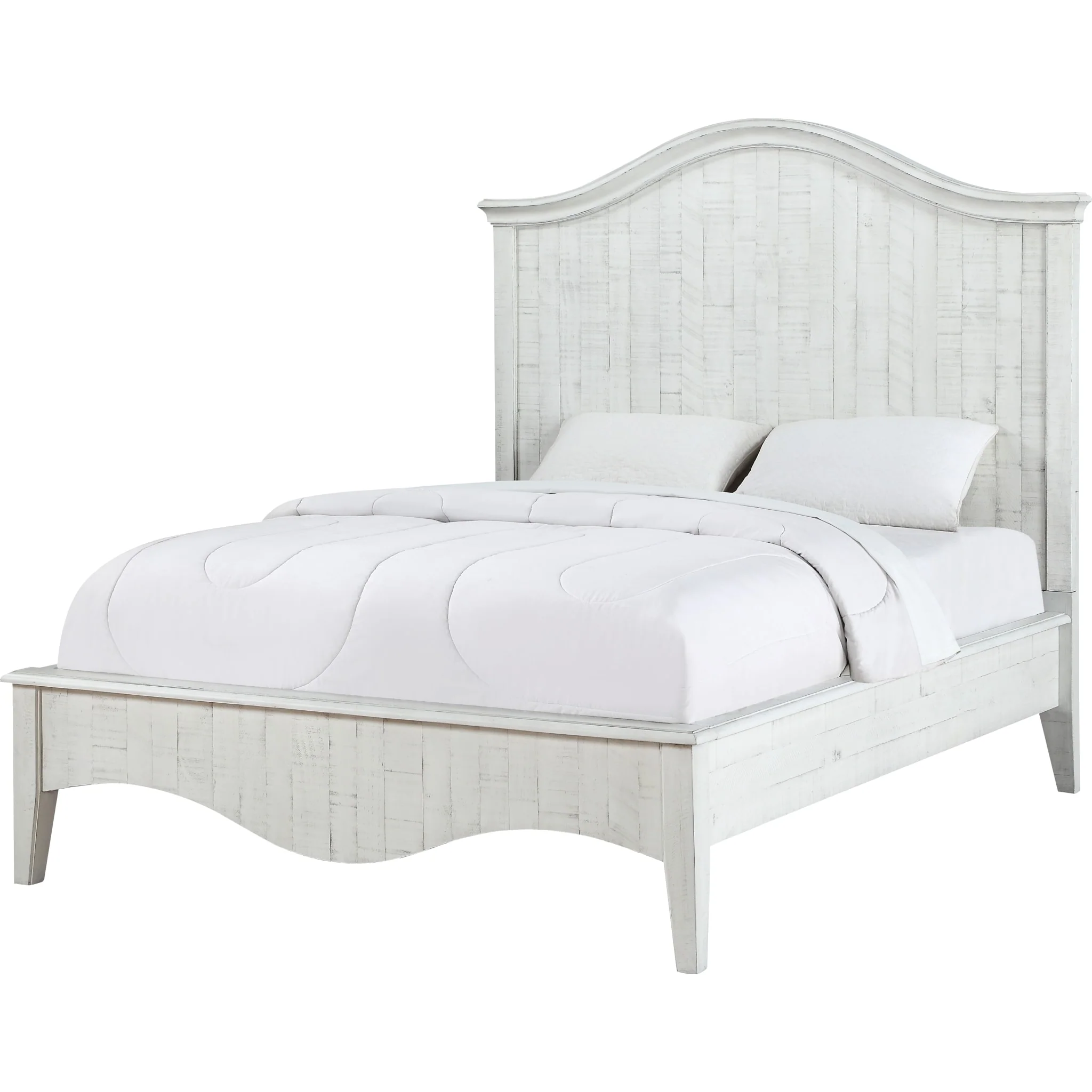 Ella Solid Wood Crown Bed in White Wash - Image 5