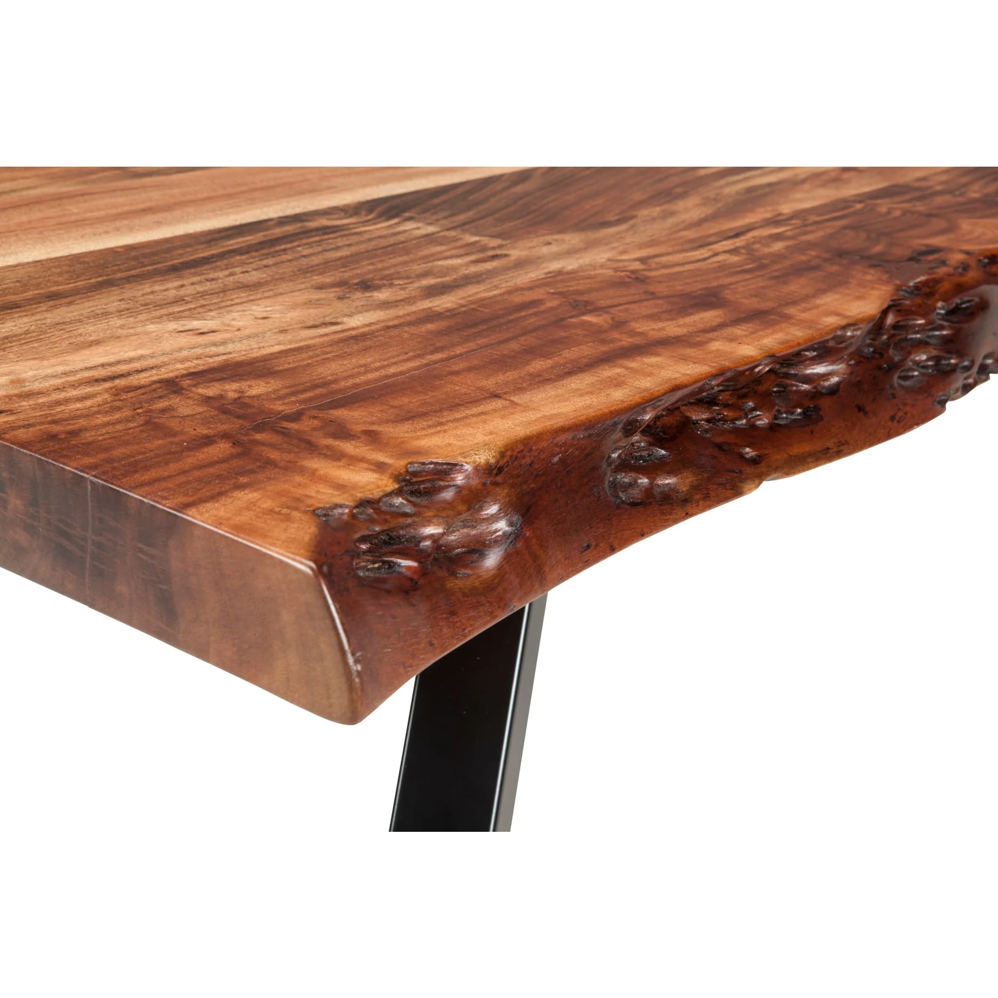 Reese Live Edge Solid Wood Metal Leg Console Table in Natural Acacia - Image 4