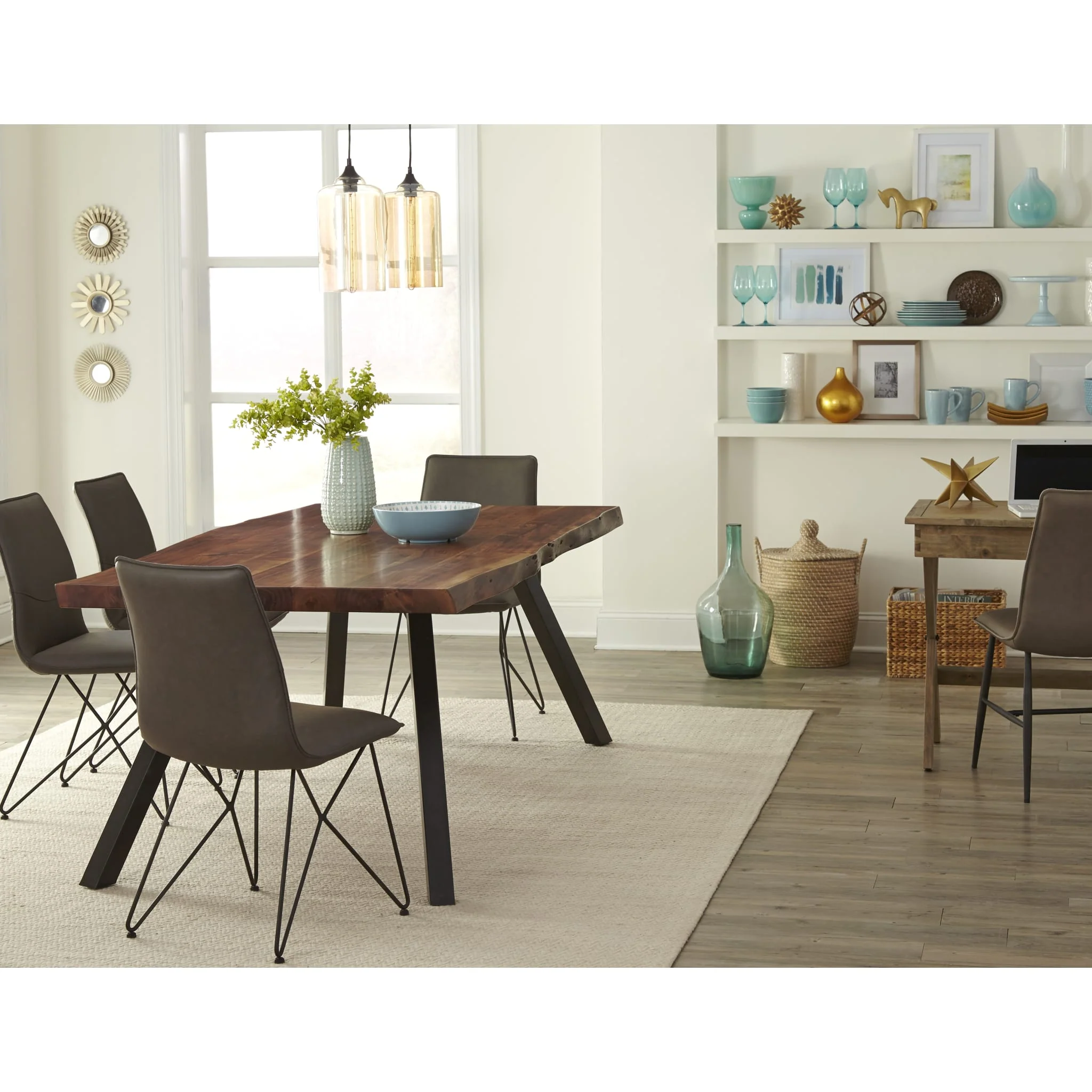 Reese Live Edge Solid Wood Metal Leg Dining Table in Natural Acacia - Image 3