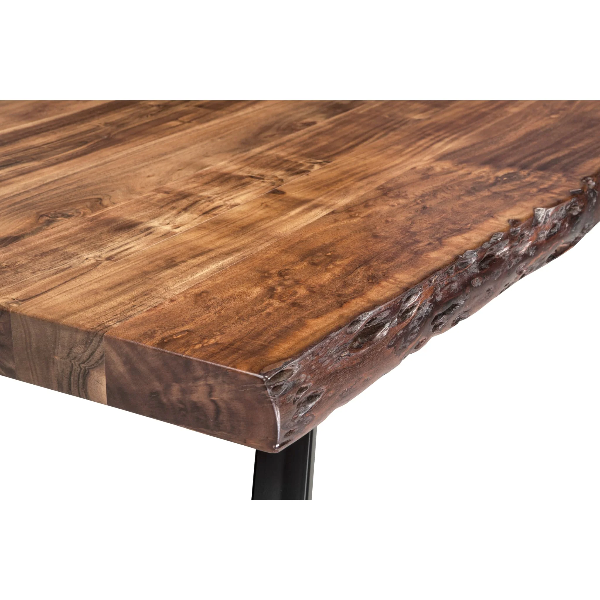 Reese Live Edge Solid Wood Metal Leg Dining Table in Natural Acacia - Image 6