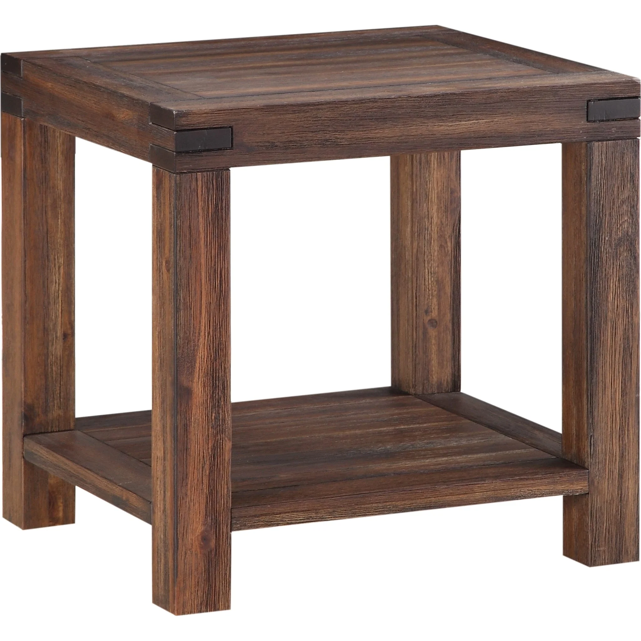 Meadow Solid Wood Rectangular Side Table in Brick Brown - Image 3
