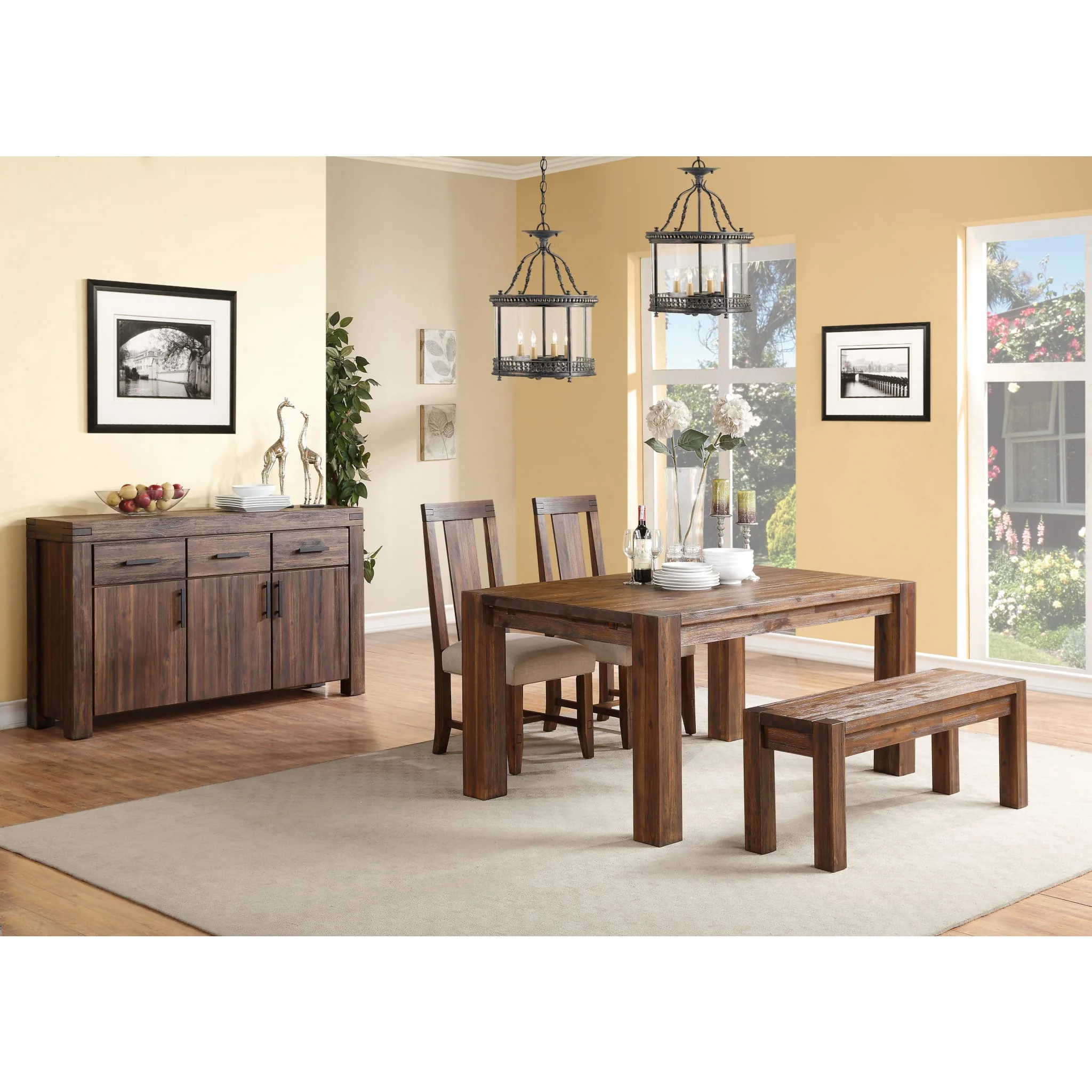 Meadow Solid Wood Extending Dining Table in Brick Brown - Image 10