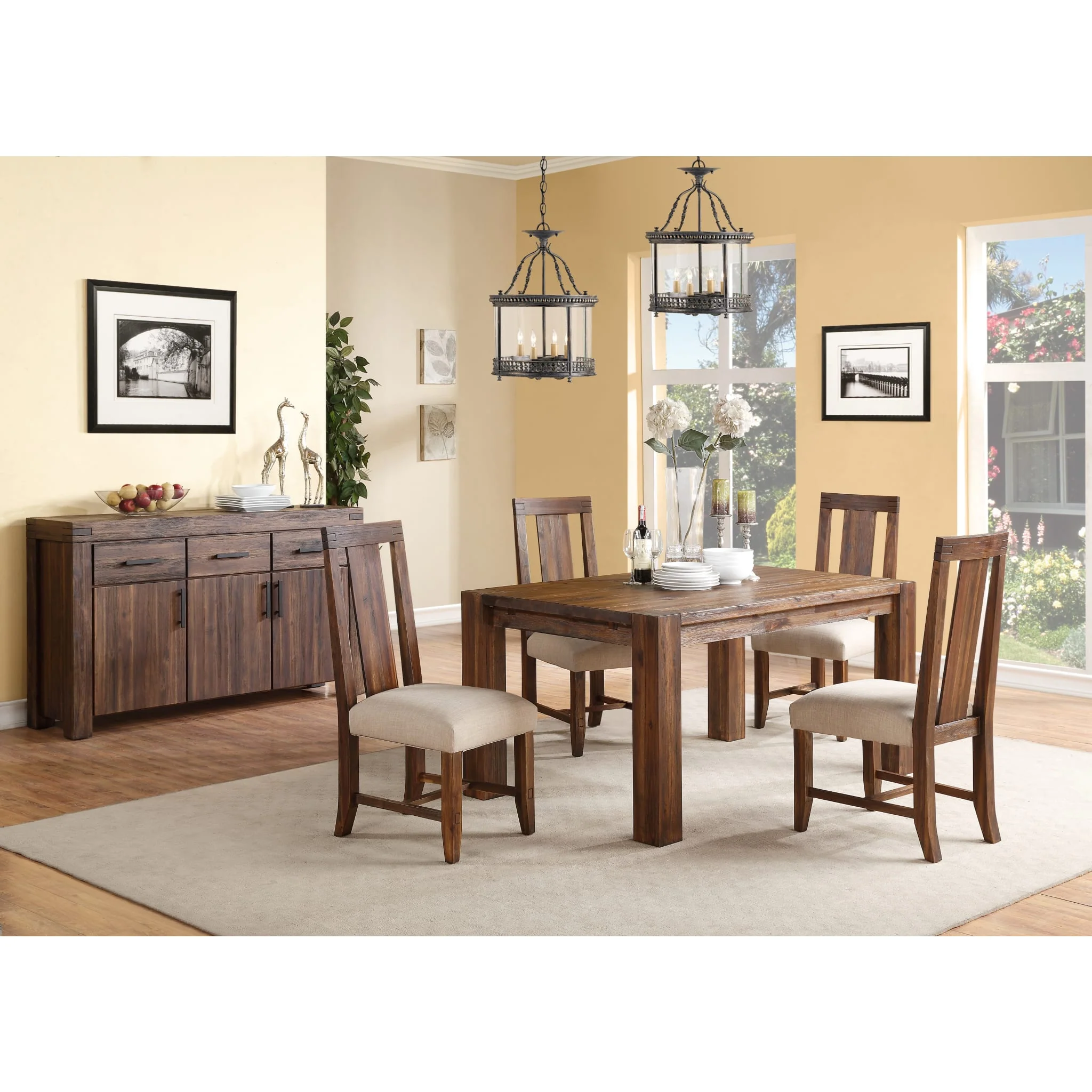 Meadow Solid Wood Extending Dining Table in Brick Brown - Image 12