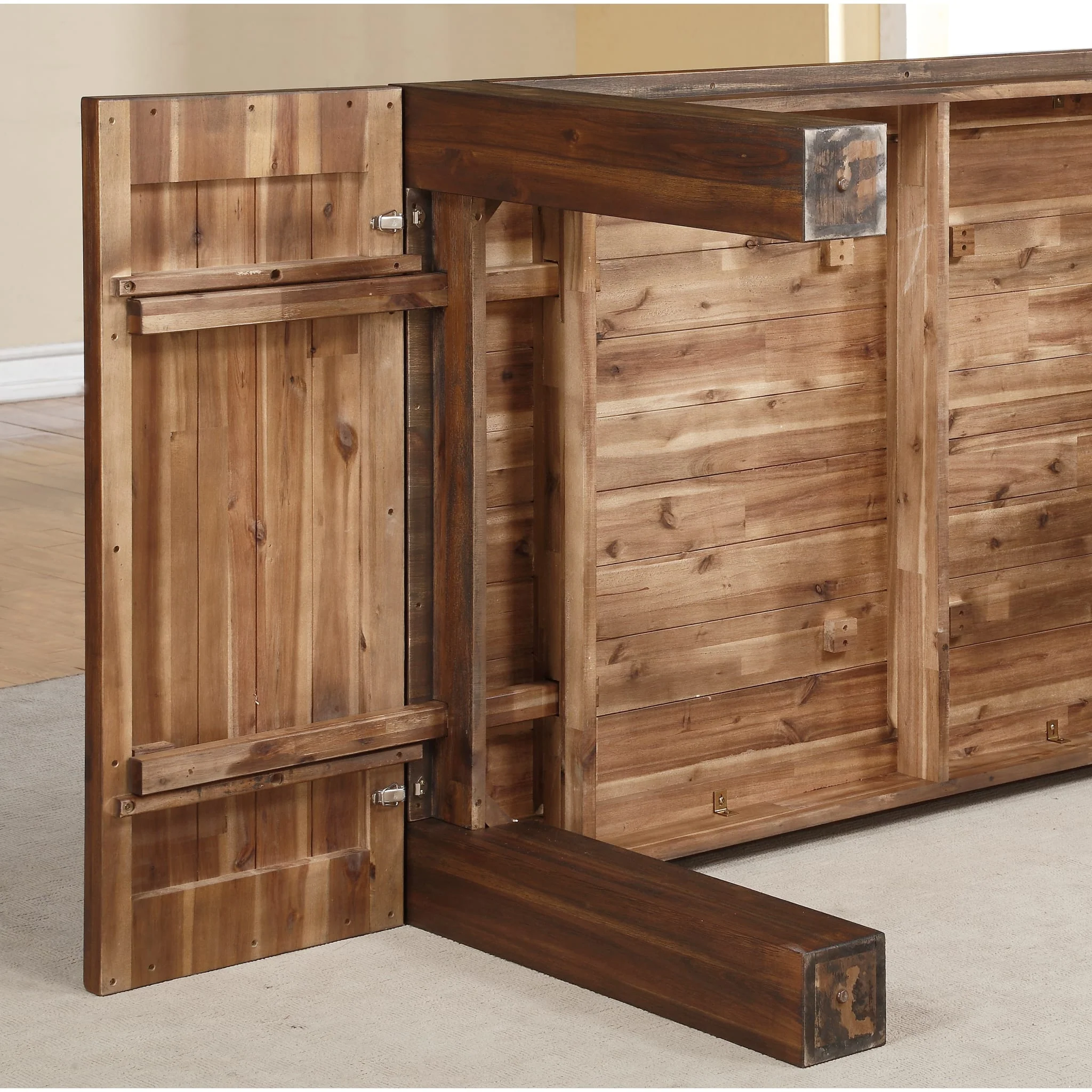 Meadow Solid Wood Extending Dining Table in Brick Brown - Image 15