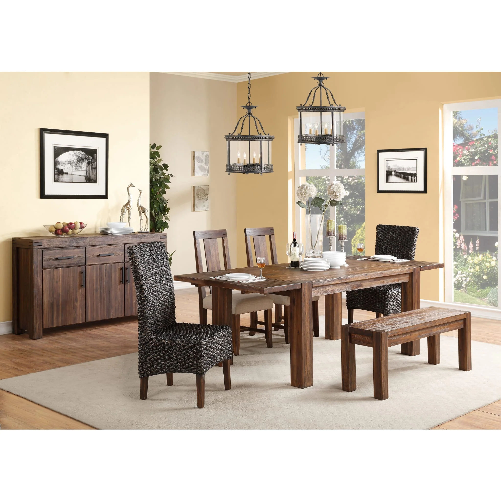 Meadow Solid Wood Extending Dining Table in Brick Brown - Image 4