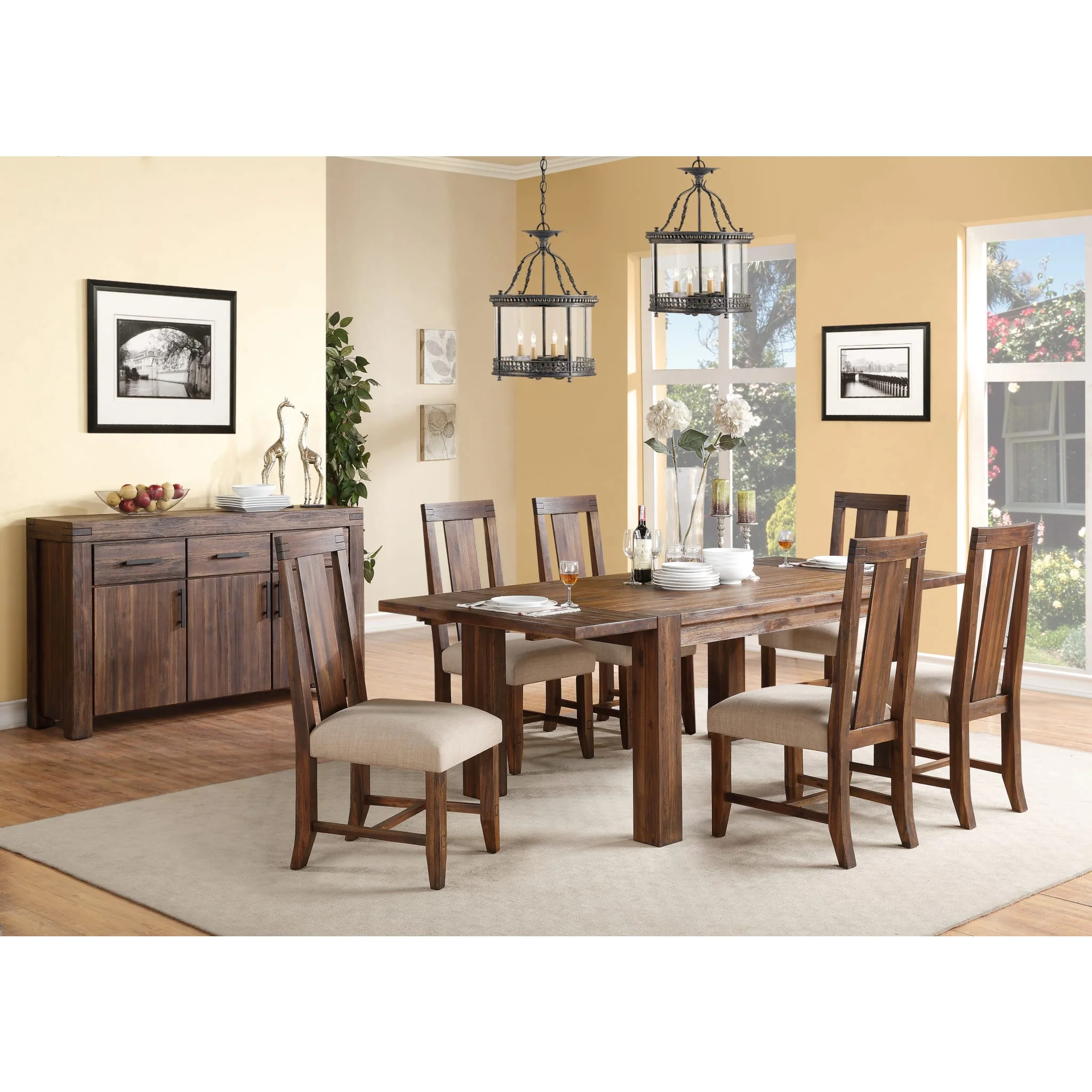 Meadow Solid Wood Extending Dining Table in Brick Brown - Image 5