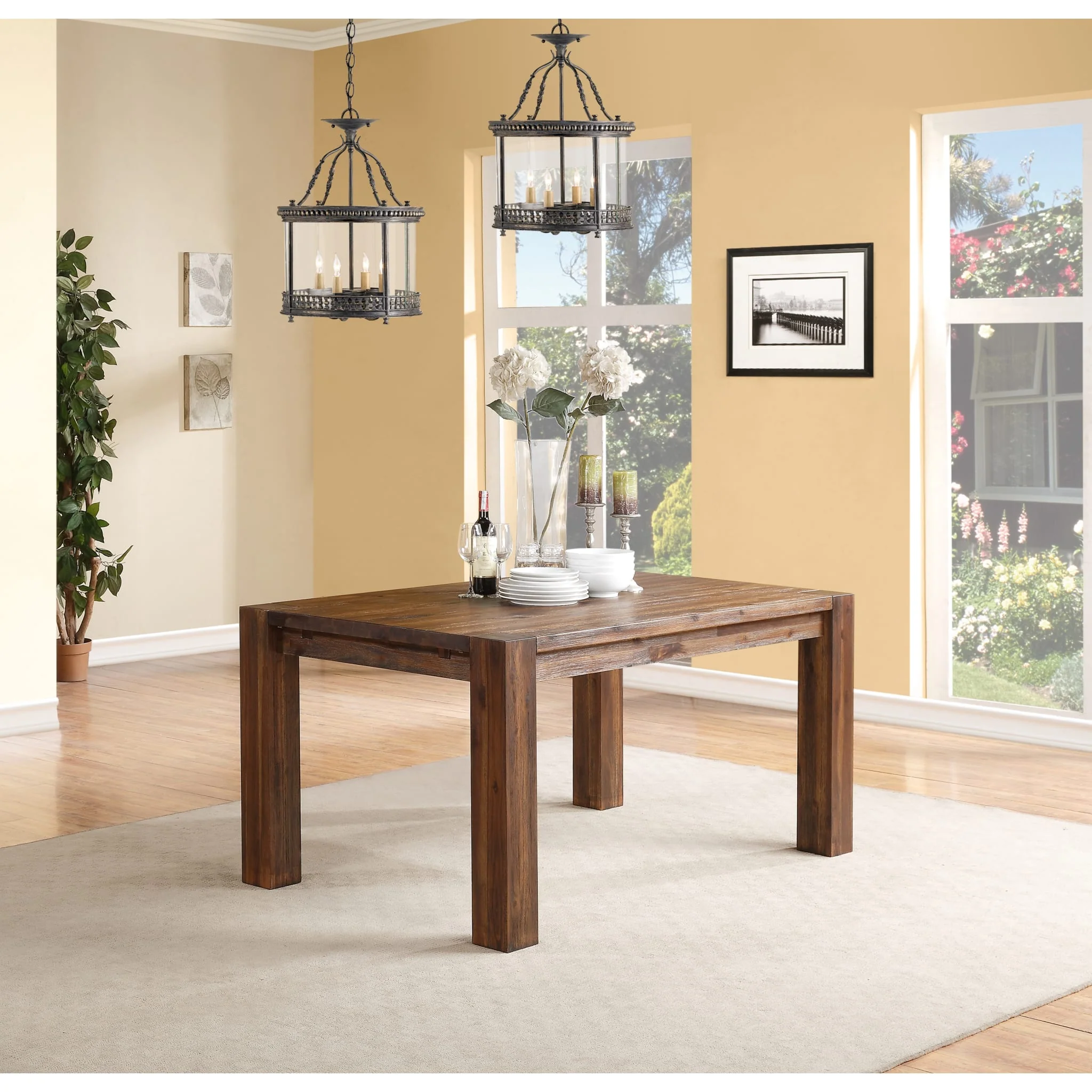 Meadow Solid Wood Extending Dining Table in Brick Brown - Image 9