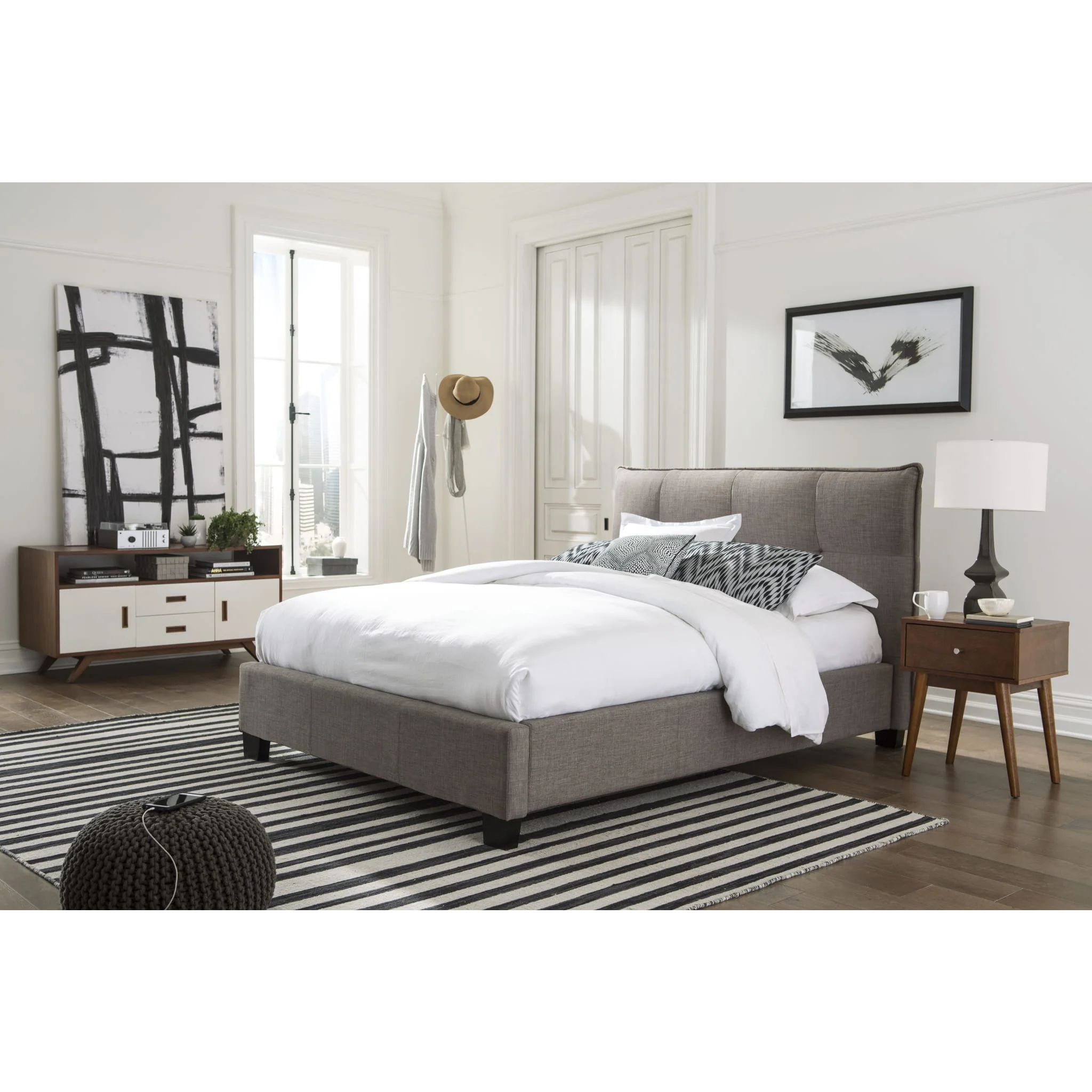 Adona Upholstered Footboard Storage Bed in Dolphin Linen