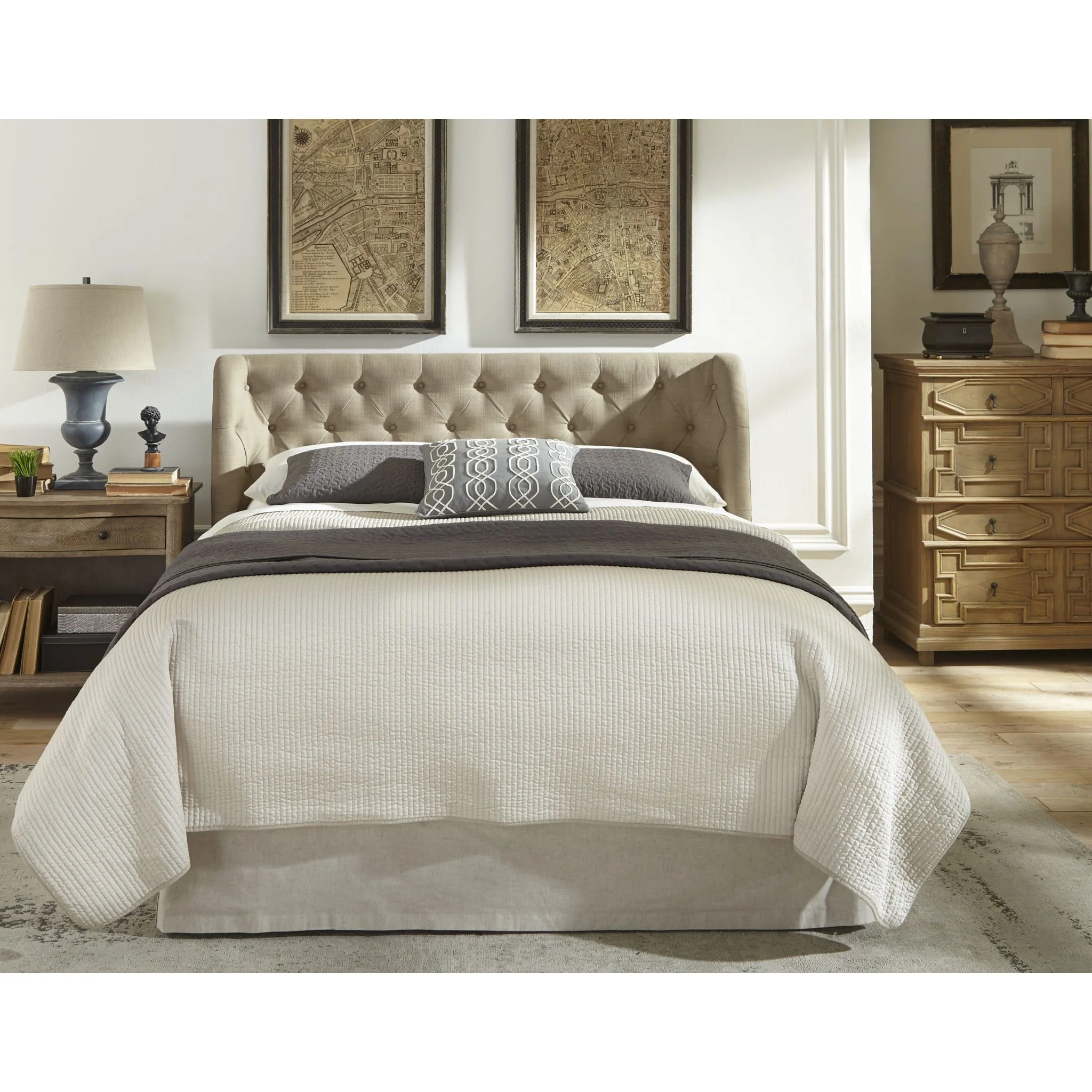 Levi Tufted Platform Bed in Toast Linen - Image 2