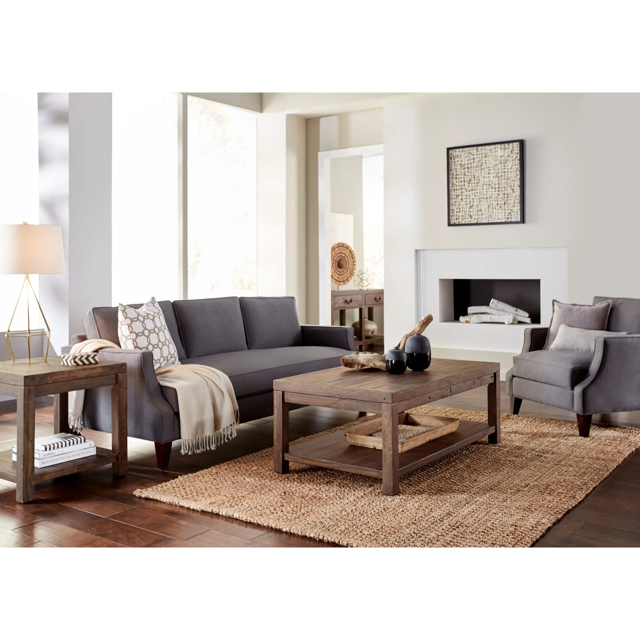 Craster Reclaimed Wood Rectangular Coffee Table in Smoky Taupe - Image 2