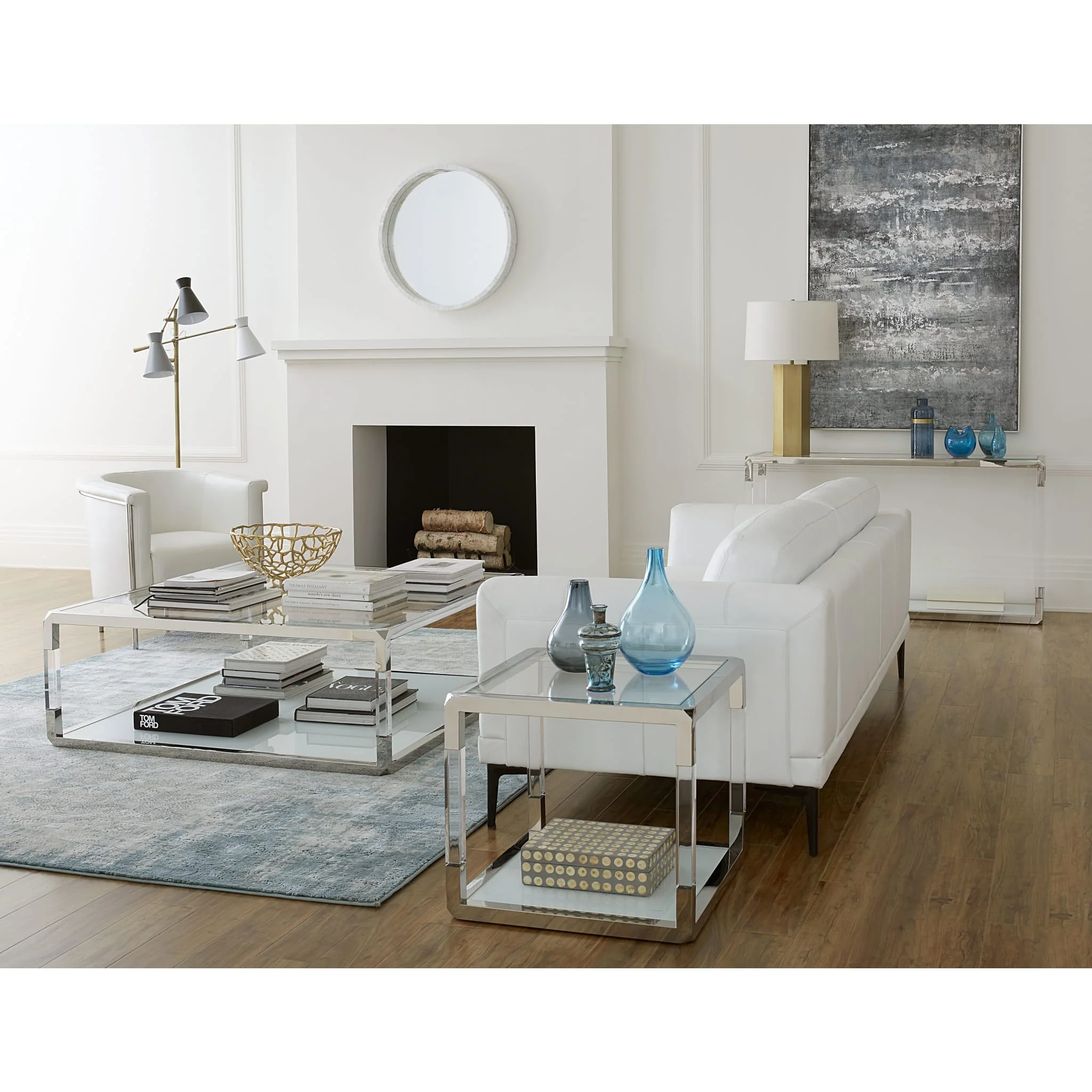 Jasper Square Coffee Table in Acrylic/White Glass/PSS - Image 2