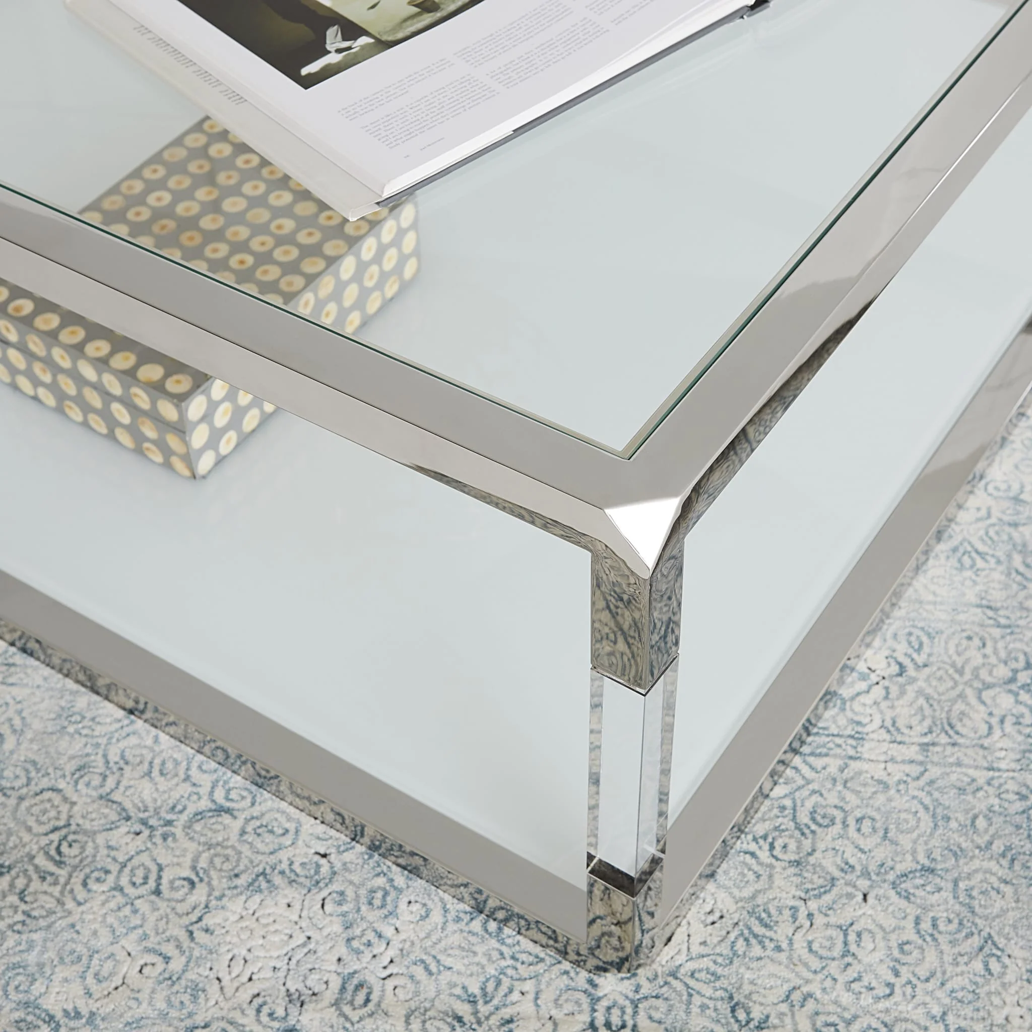 Jasper Square Coffee Table in Acrylic/White Glass/PSS - Image 3