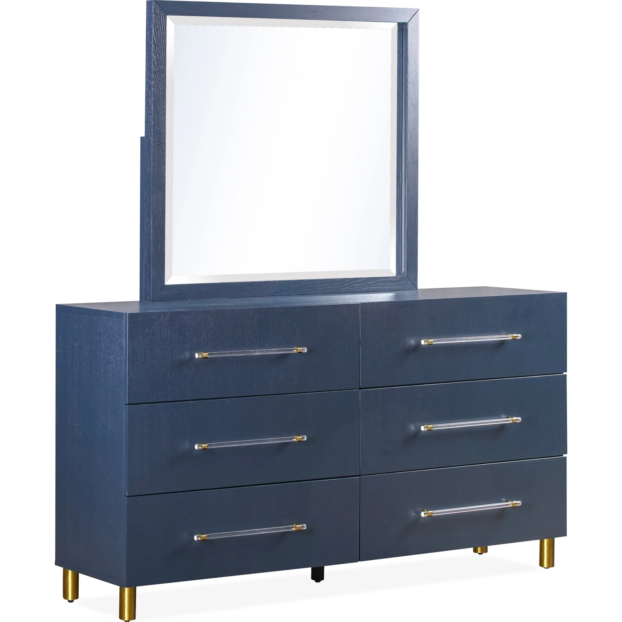 Argento Six Drawer Dresser in Navy Blue and Burnished Brass (2024) - Image 8