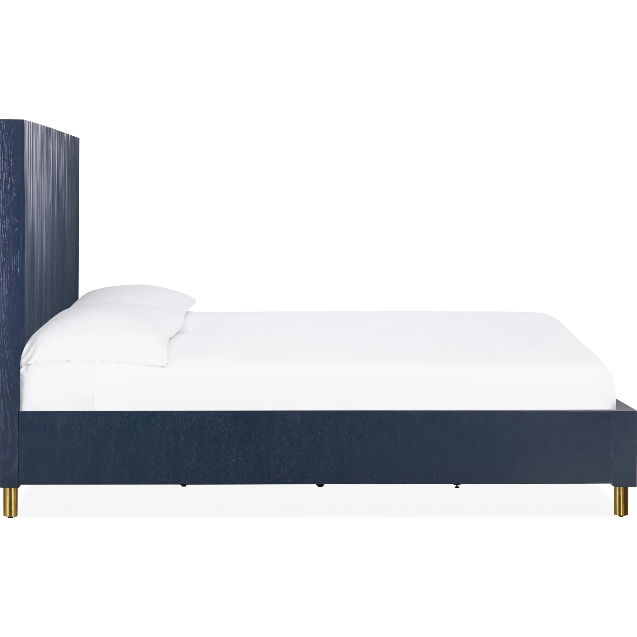 Argento Wave-Patterned Bed in Navy Blue and Burnished Brass - Image 5