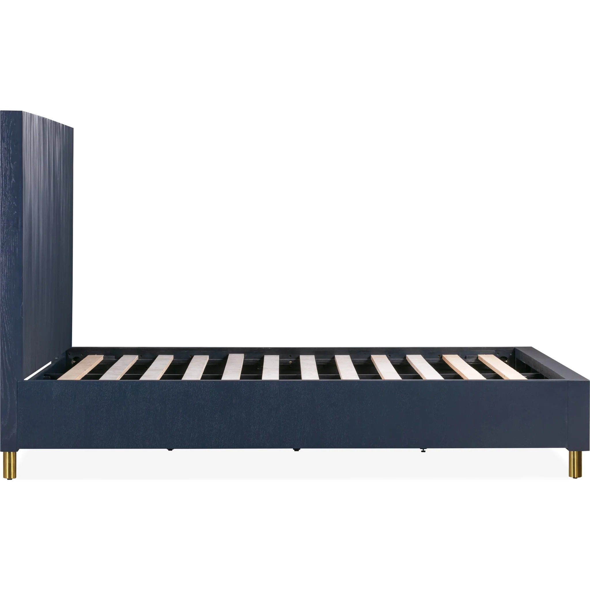 Argento Wave-Patterned Bed in Navy Blue and Burnished Brass - Image 8