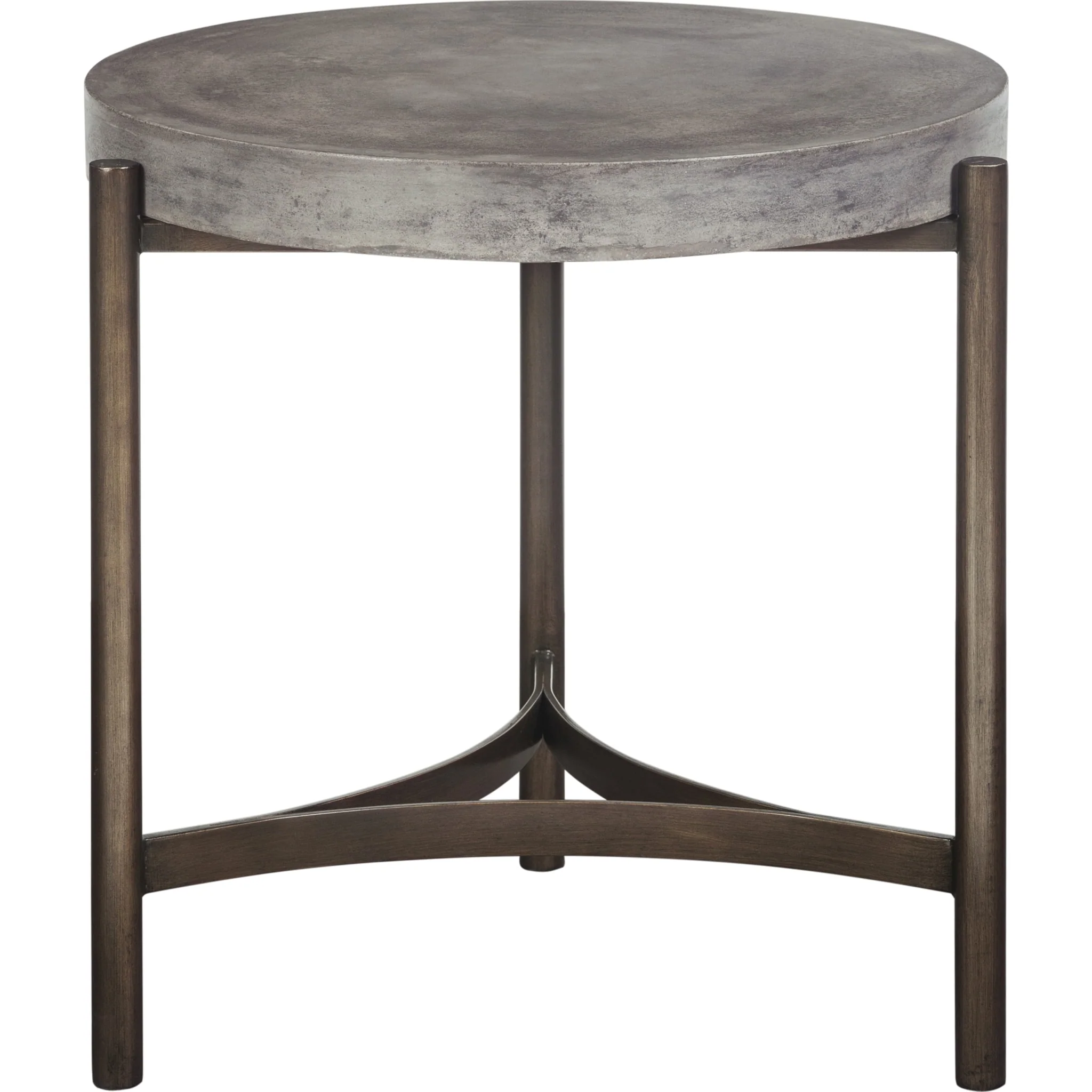 Lyon Round Natural Concrete and Metal Side Table - Image 3