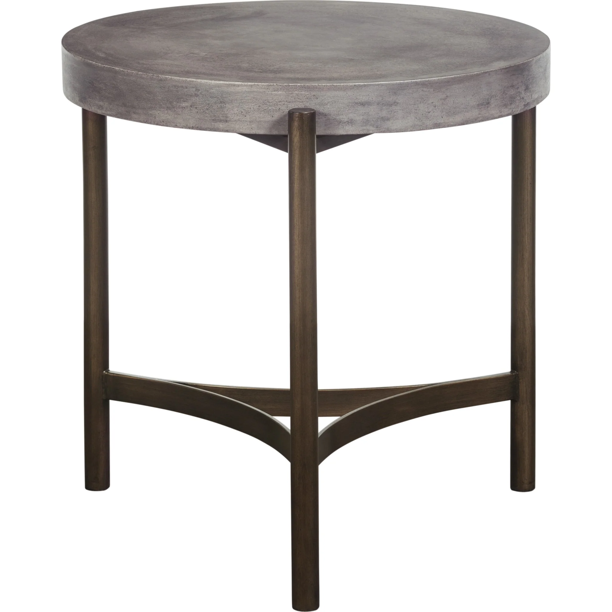 Lyon Round Natural Concrete and Metal Side Table - Image 4