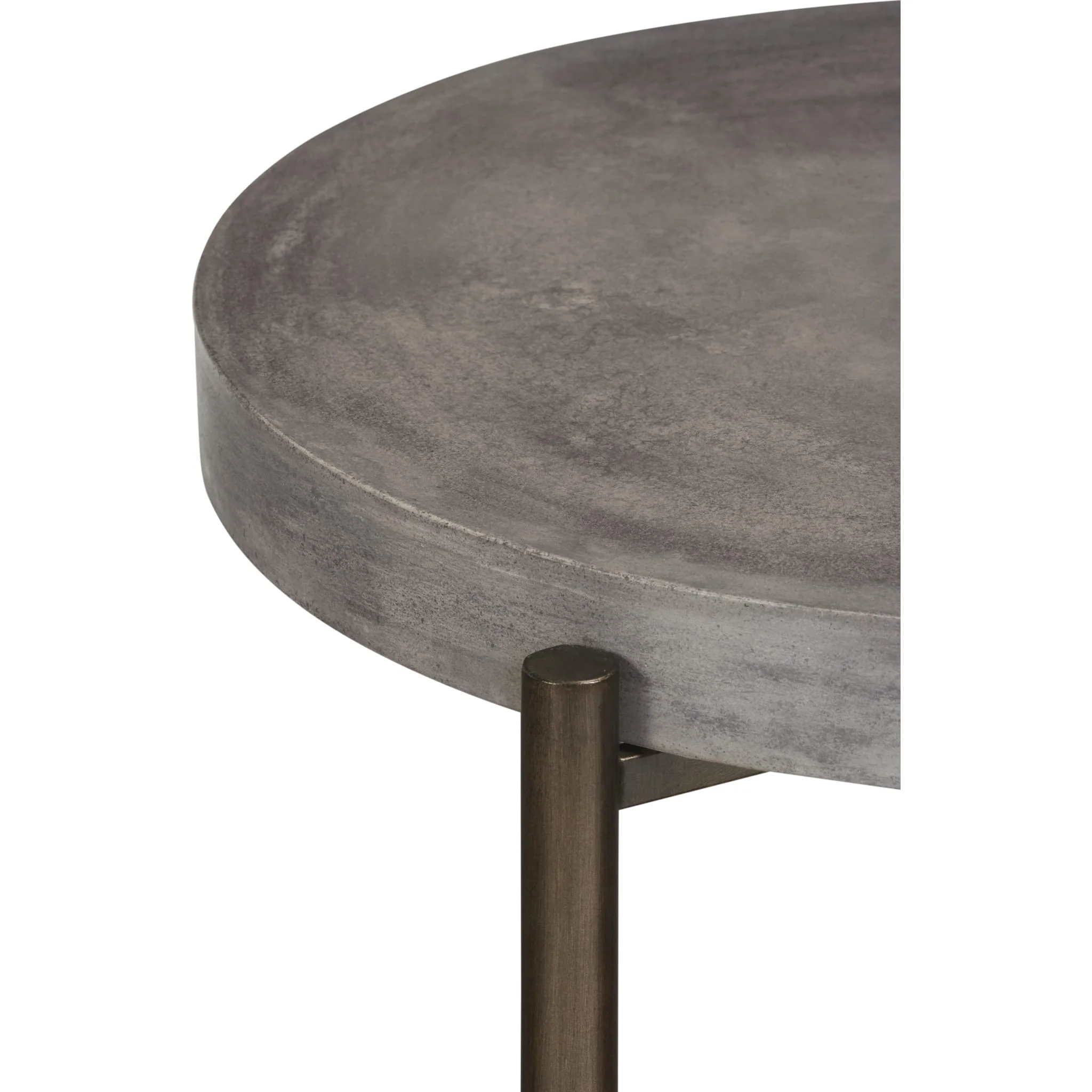 Lyon Round Natural Concrete and Metal Side Table - Image 5