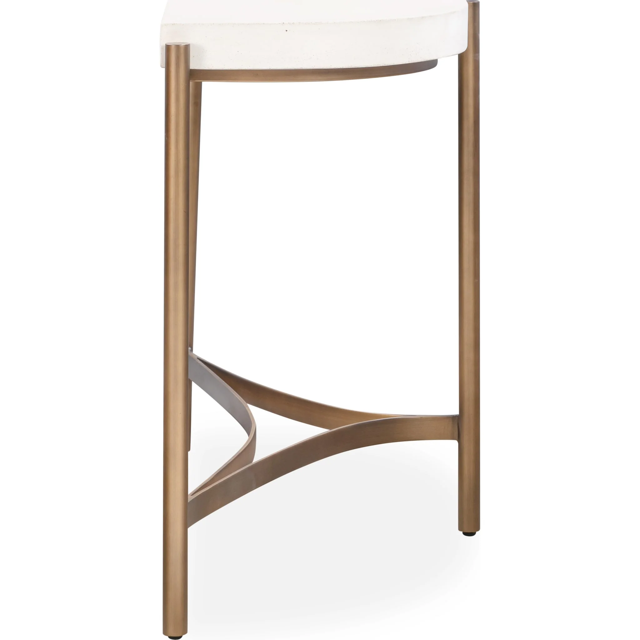 Lyon Semi-circular White Concrete and Metal Console Table - Image 3