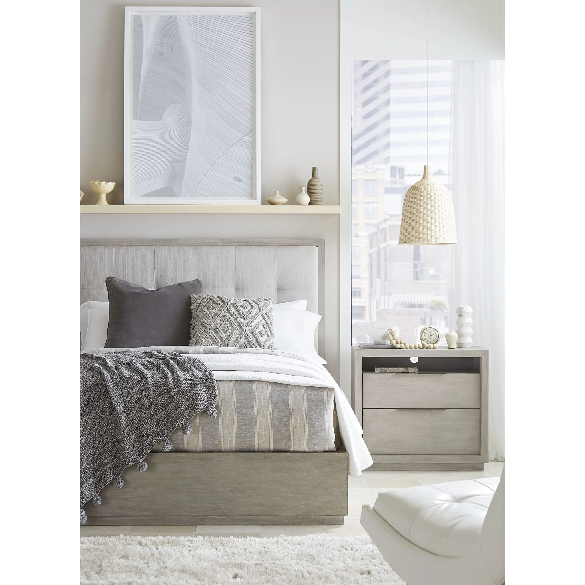 Oxford Upholstered Platform Bed in Mineral - Image 3