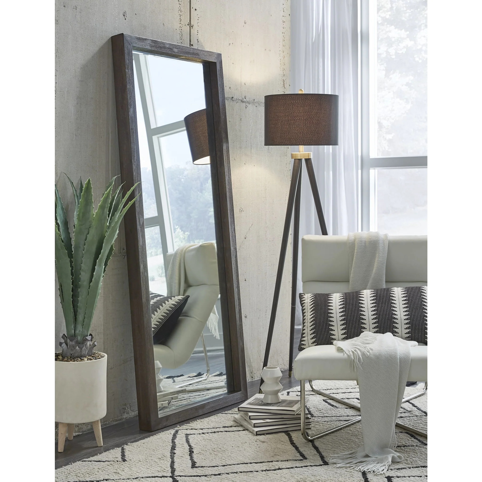 Oxford Floor Low Mirror - Basalt Grey