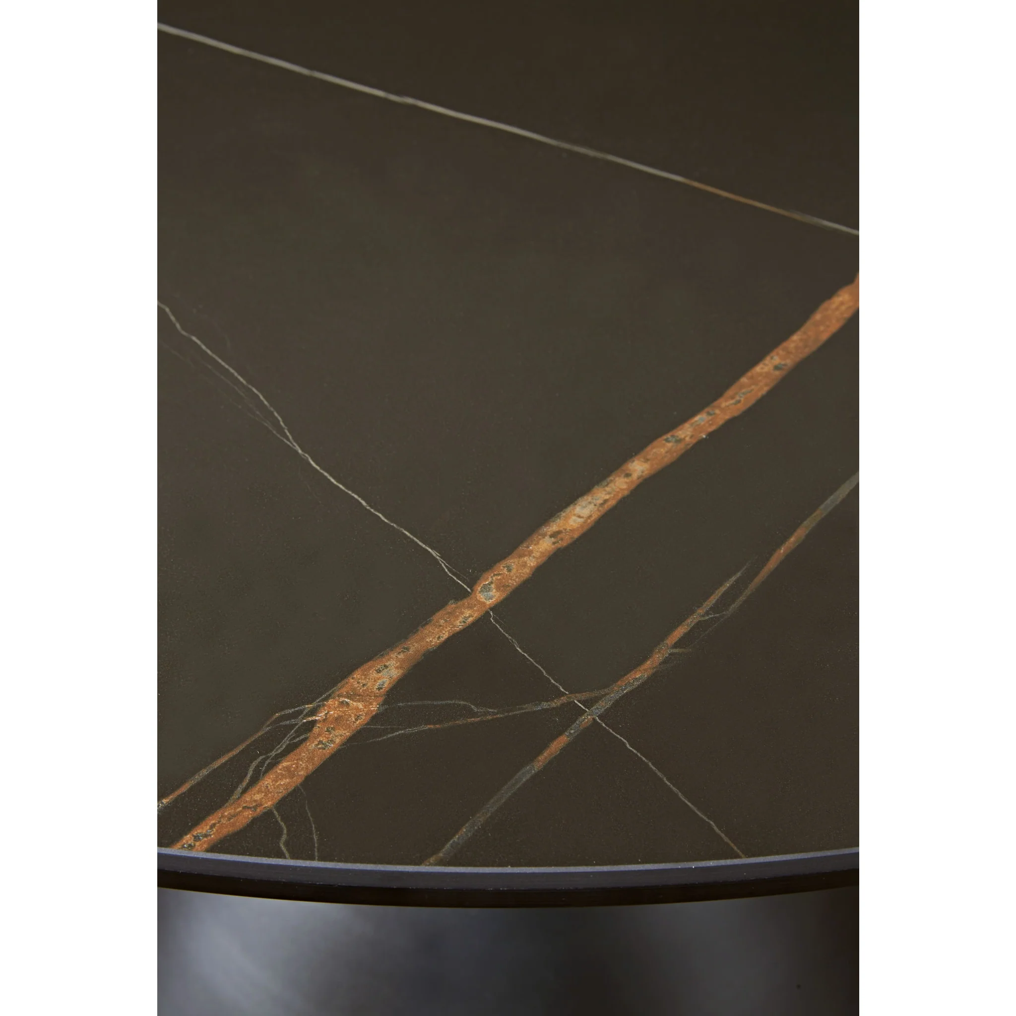 Winston Stone Top Metal Base Round Dining Table in Black - Image 4