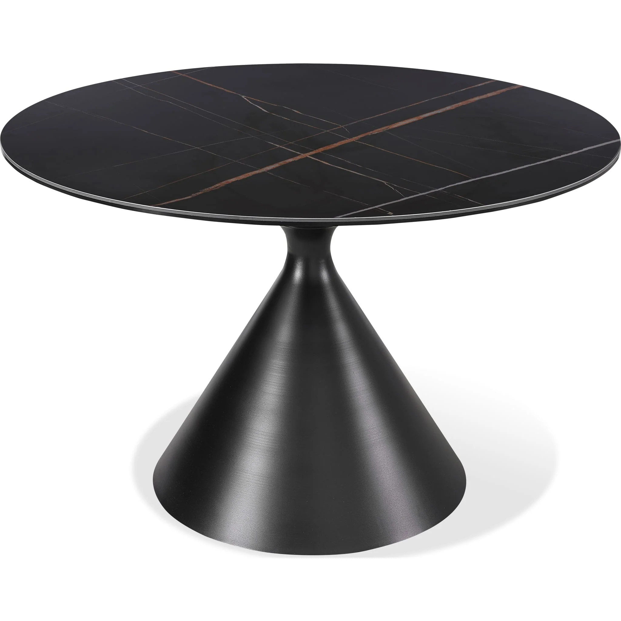 Winston Stone Top Metal Base Round Dining Table in Black - Image 5
