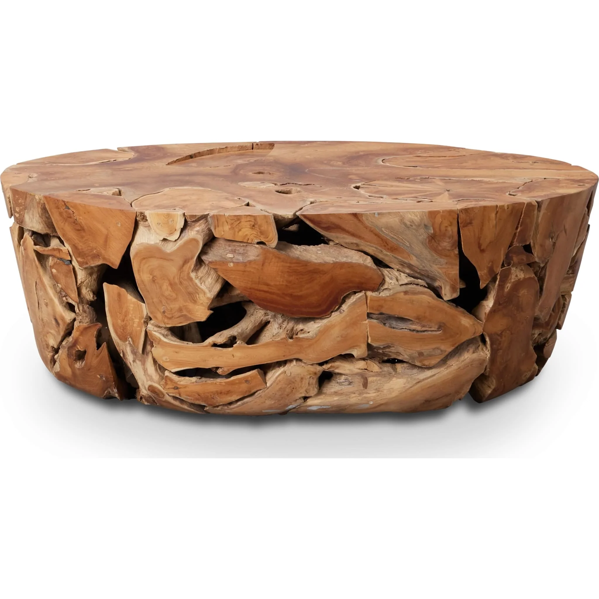 One Teak Slice Solid Wood Coffee Table in Warm Teak - Image 2