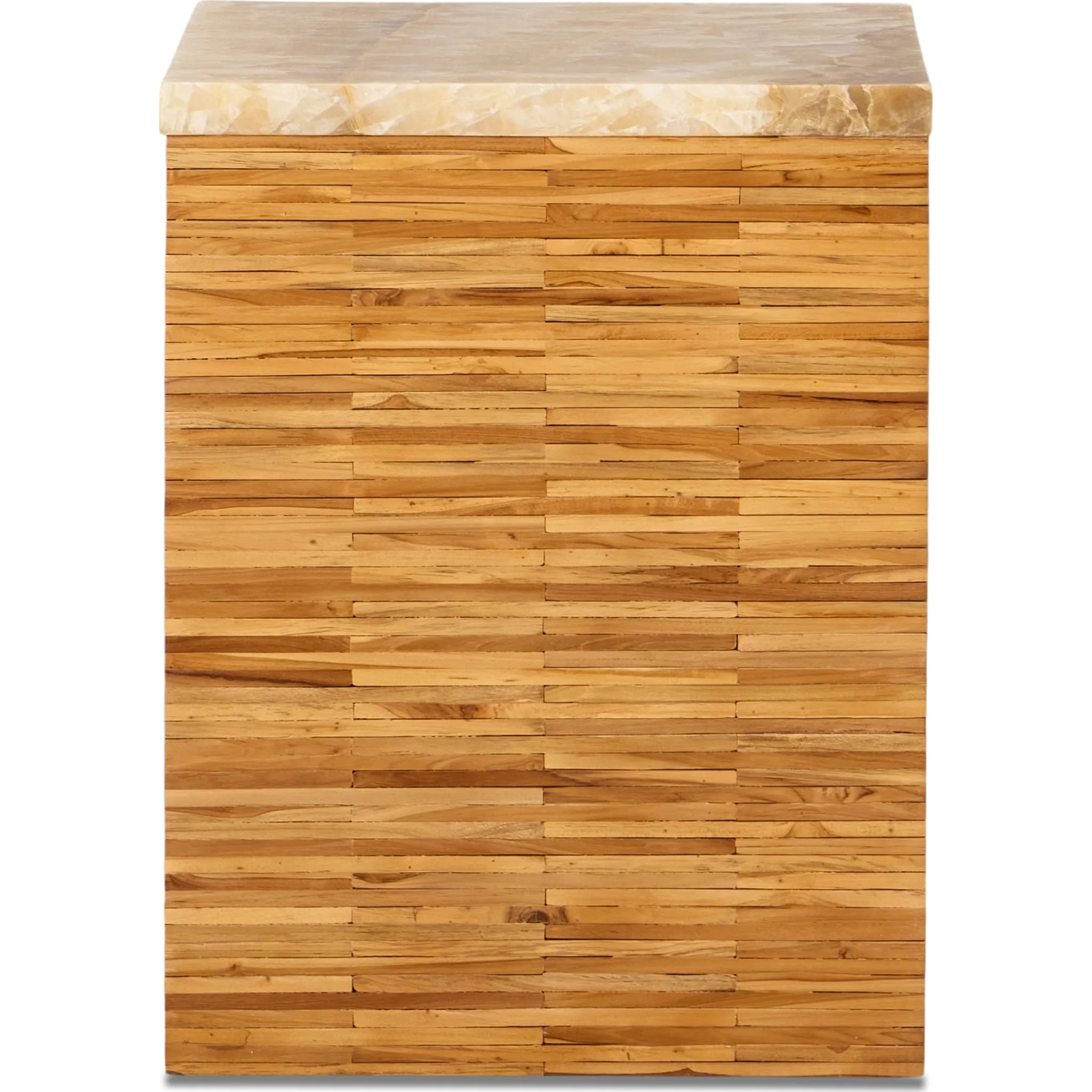 One Stone Wood Tile End Table in Onyx and Solid Teak - Image 5
