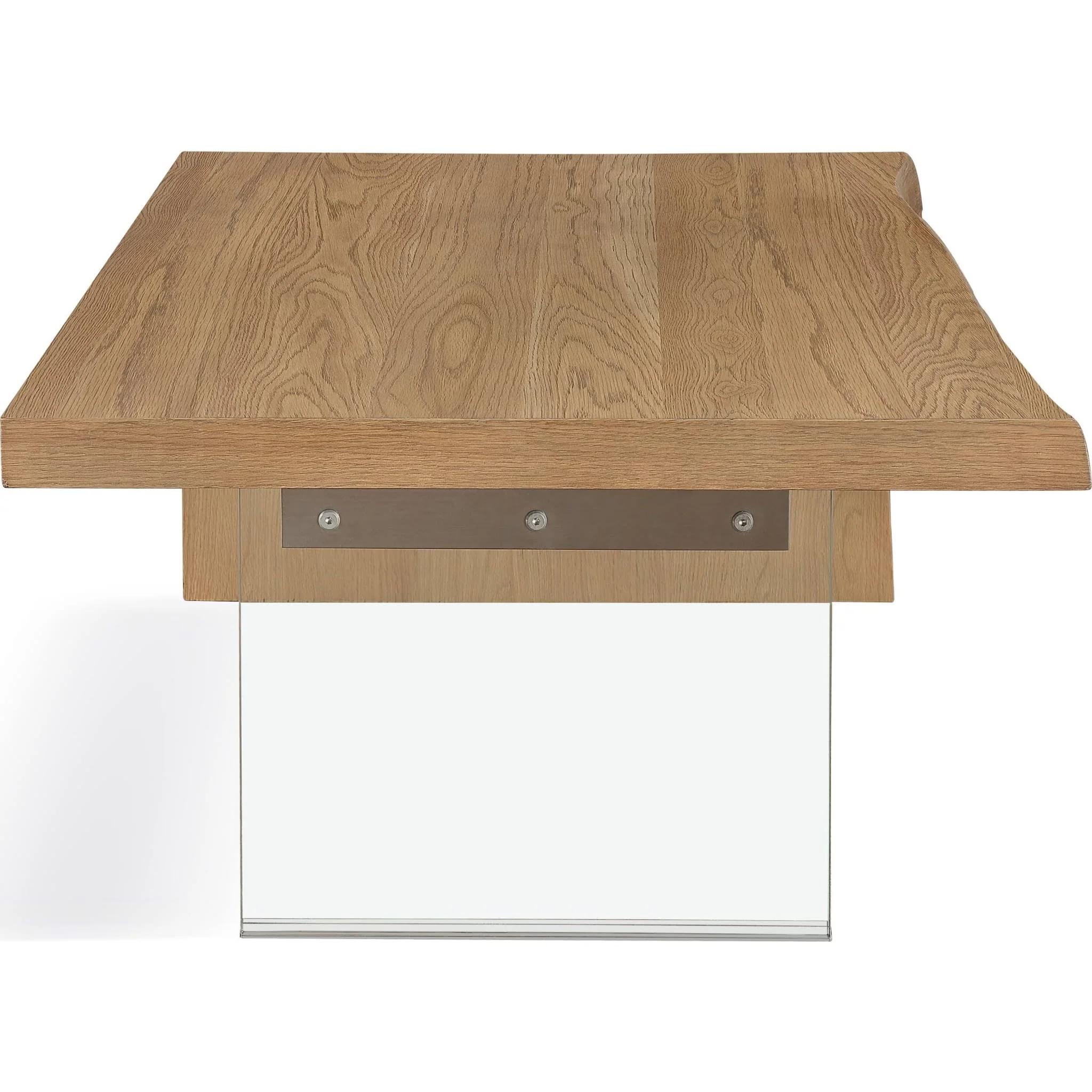 One Live-Edge White Oak and Glass Coffee Table in Bisque - Image 4