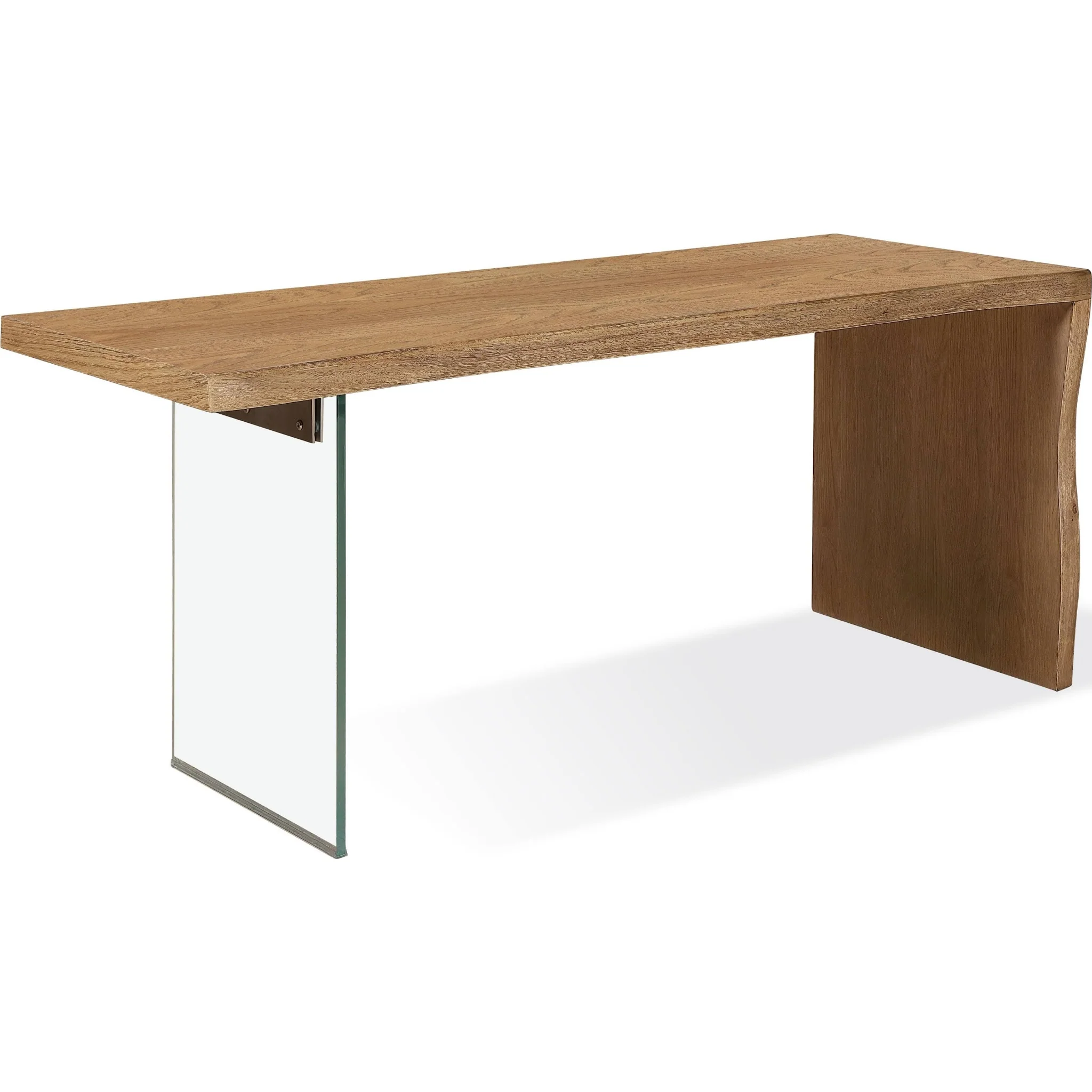 One Live-Edge White Oak and Glass Console Table in Bisque - Image 2