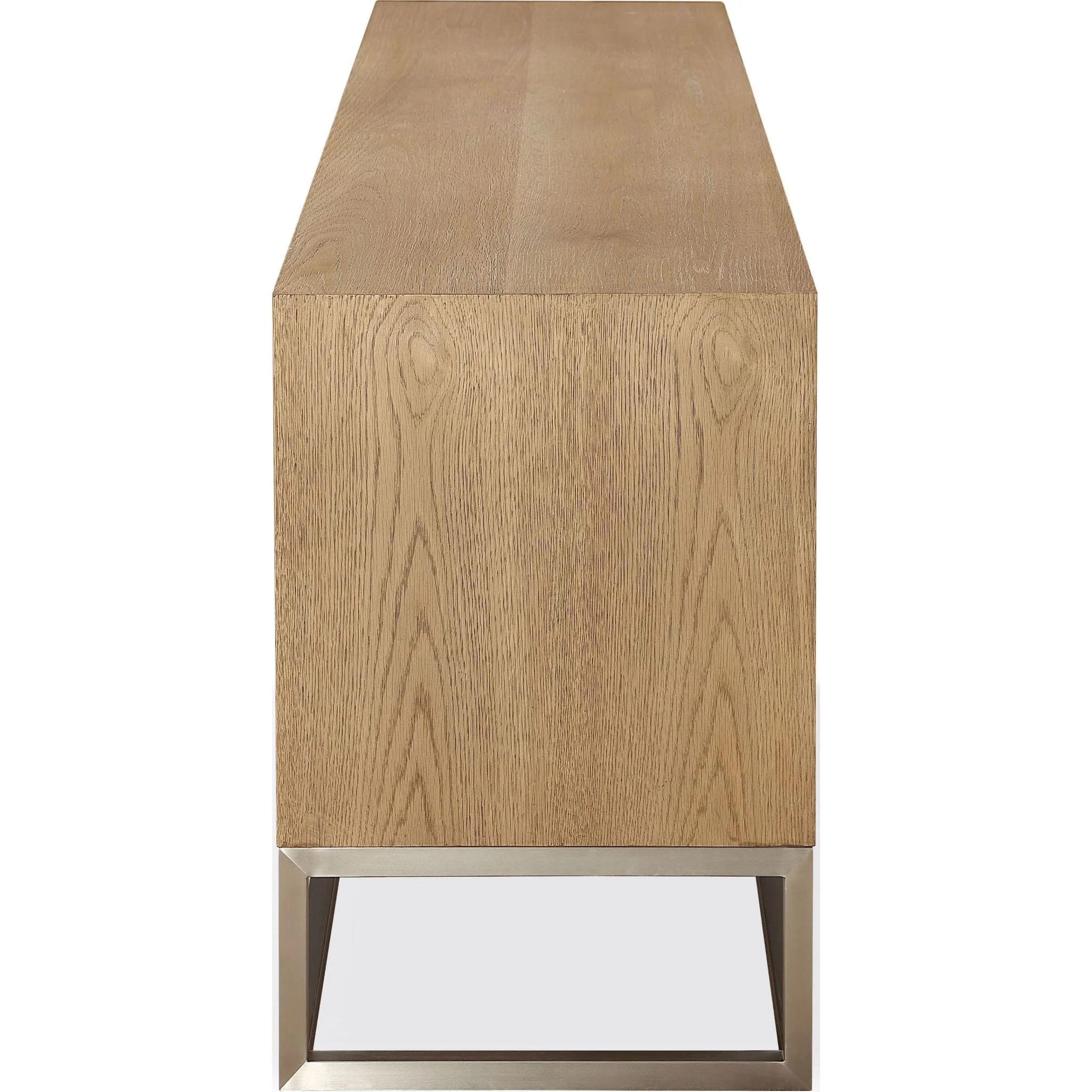 One Coastal Modern 84 inch TV Console in Brushed Stainless Steel and Bisque - Image 5