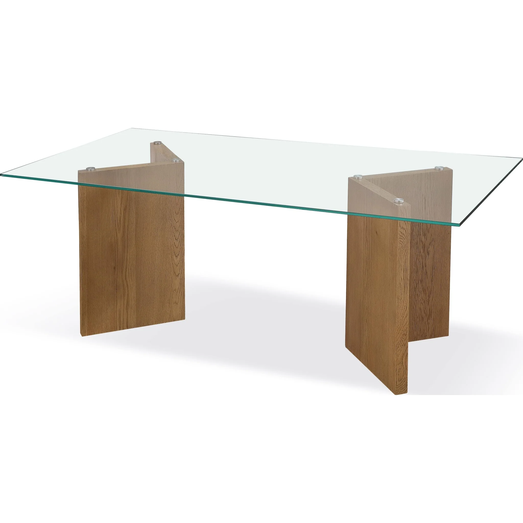 One Modern Coastal Glass Top Dining Table in White Oak - Image 2