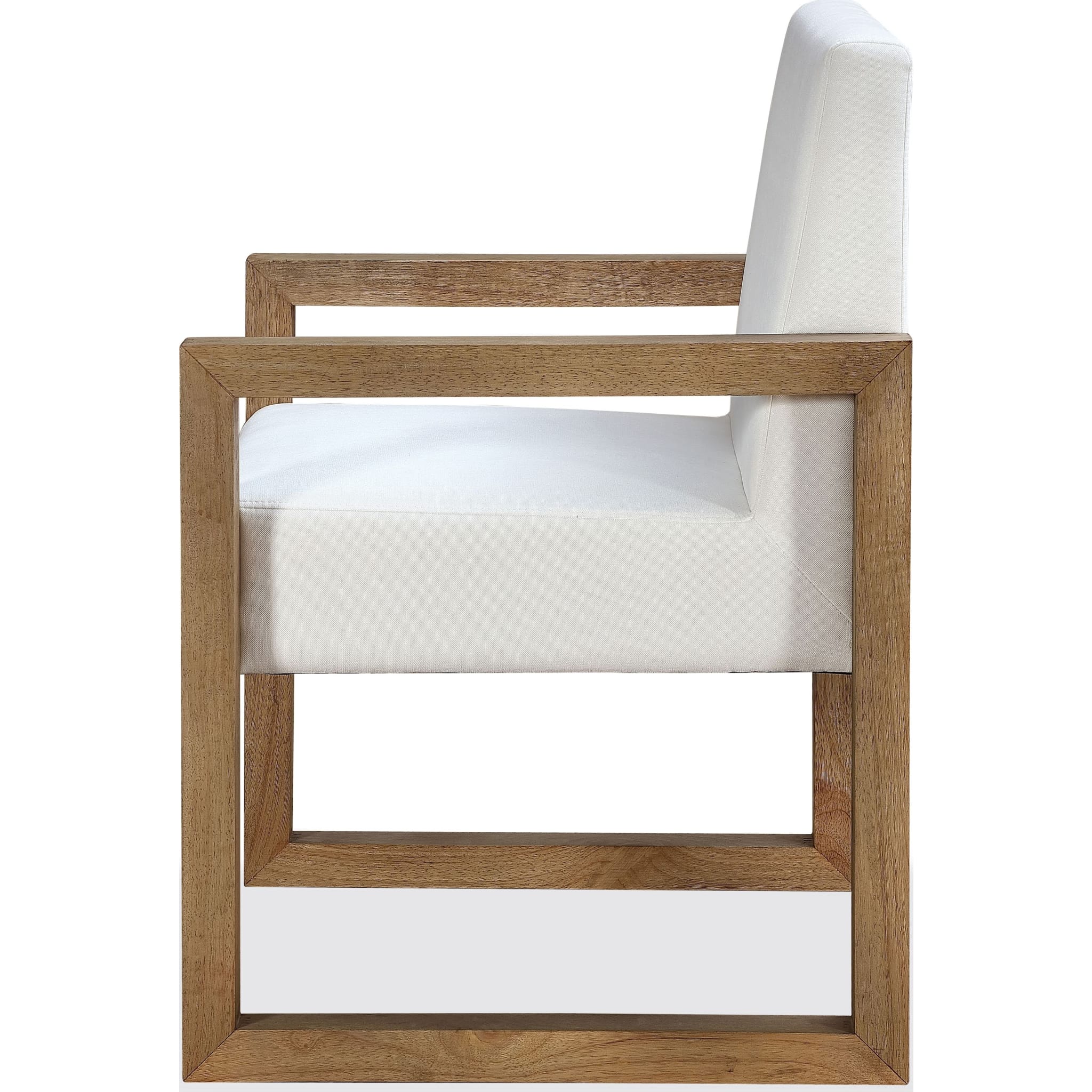 One Modern Coastal Sled Leg Upholstered Dining Arm Chair in White Pearl and Bisque - Image 5