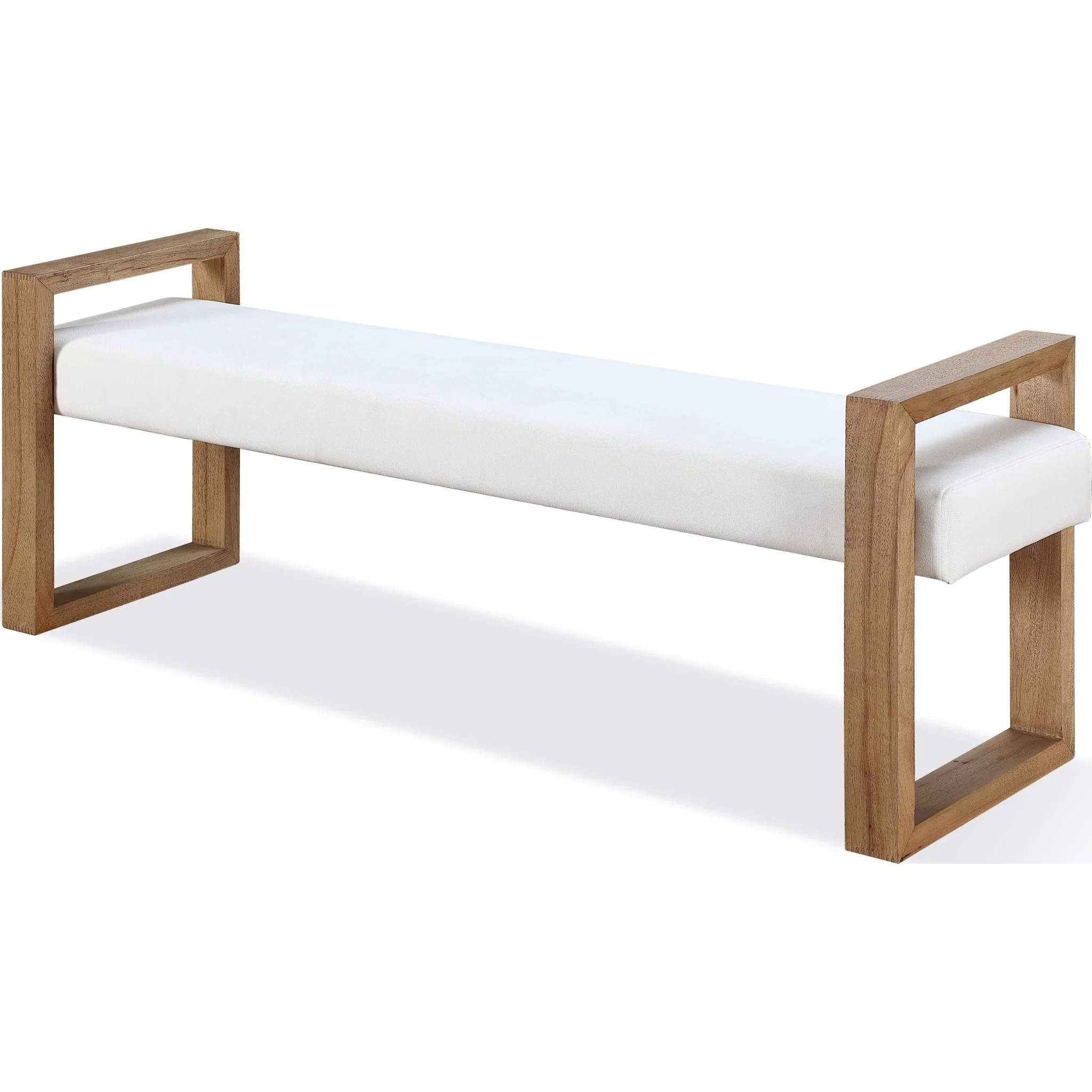 One Modern Coastal Sled Leg Upholstered Dining Bench in White Pearl and Bisque - Image 2