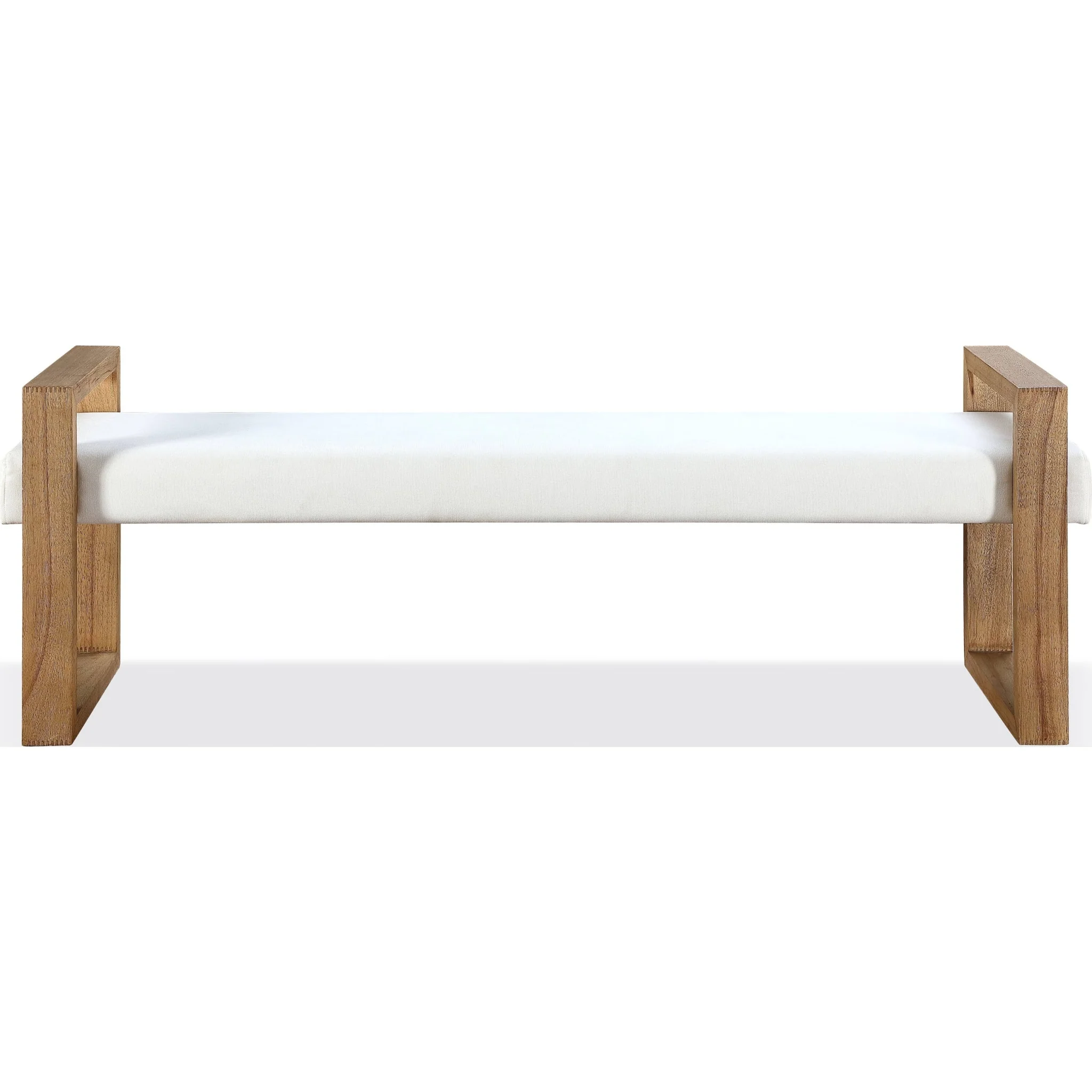 One Modern Coastal Sled Leg Upholstered Dining Bench in White Pearl and Bisque - Image 3