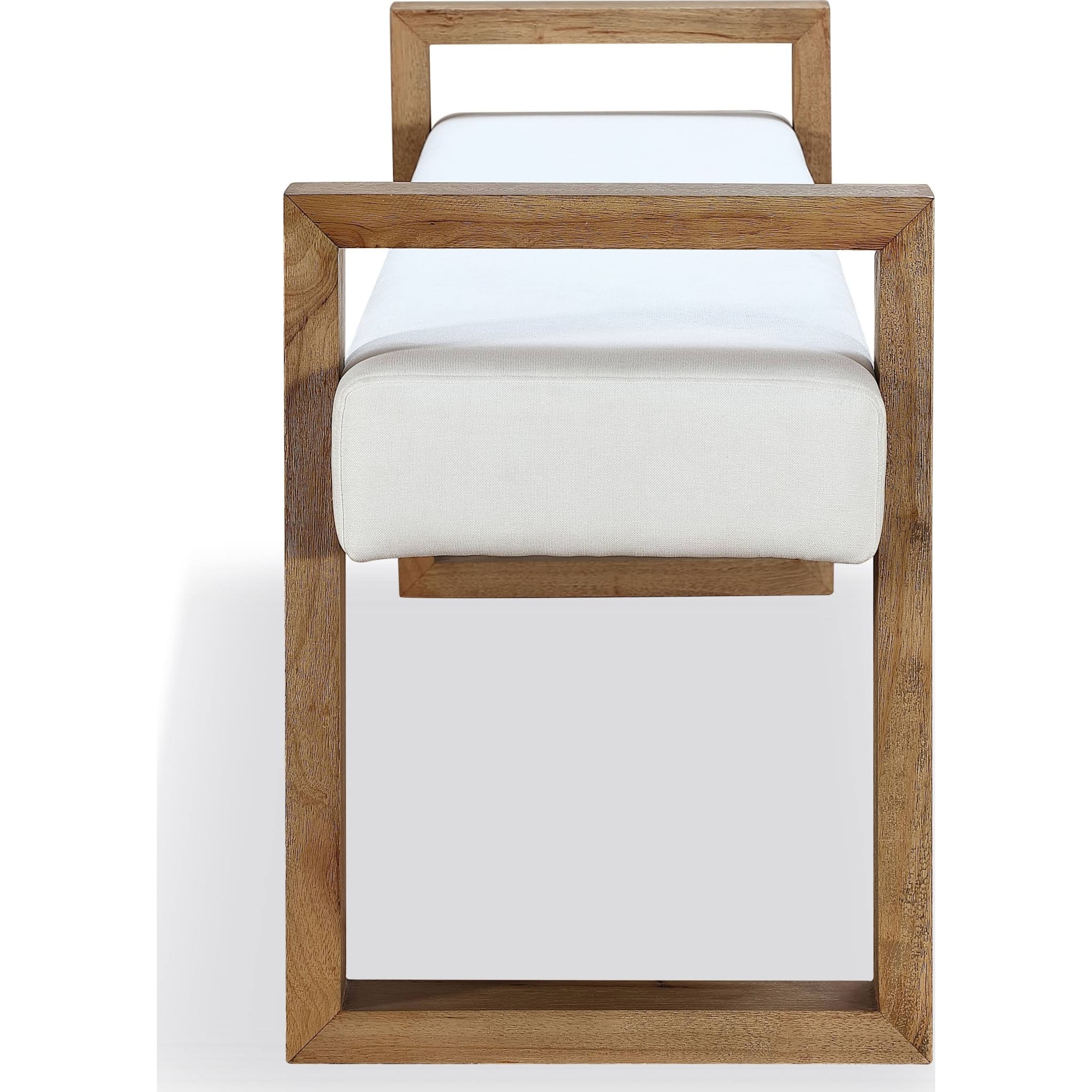 One Modern Coastal Sled Leg Upholstered Dining Bench in White Pearl and Bisque - Image 4