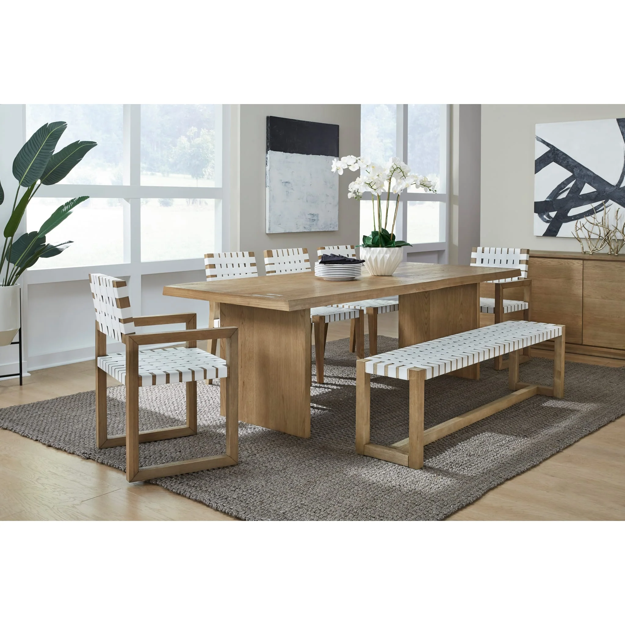 One Modern Coastal Four Door Sideboard in White Oak - Image 7