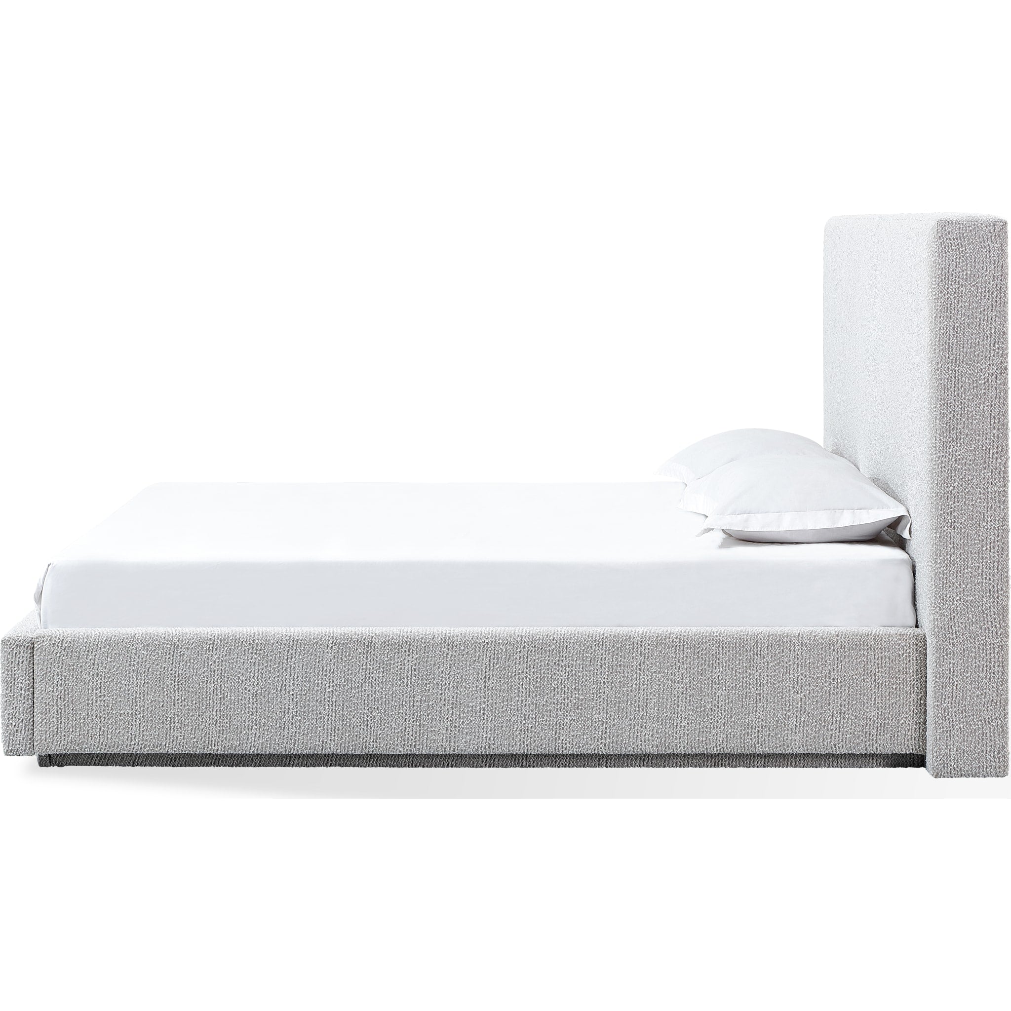 One Upholstered Platform Bed in Cotton Ball Boucle - Image 3