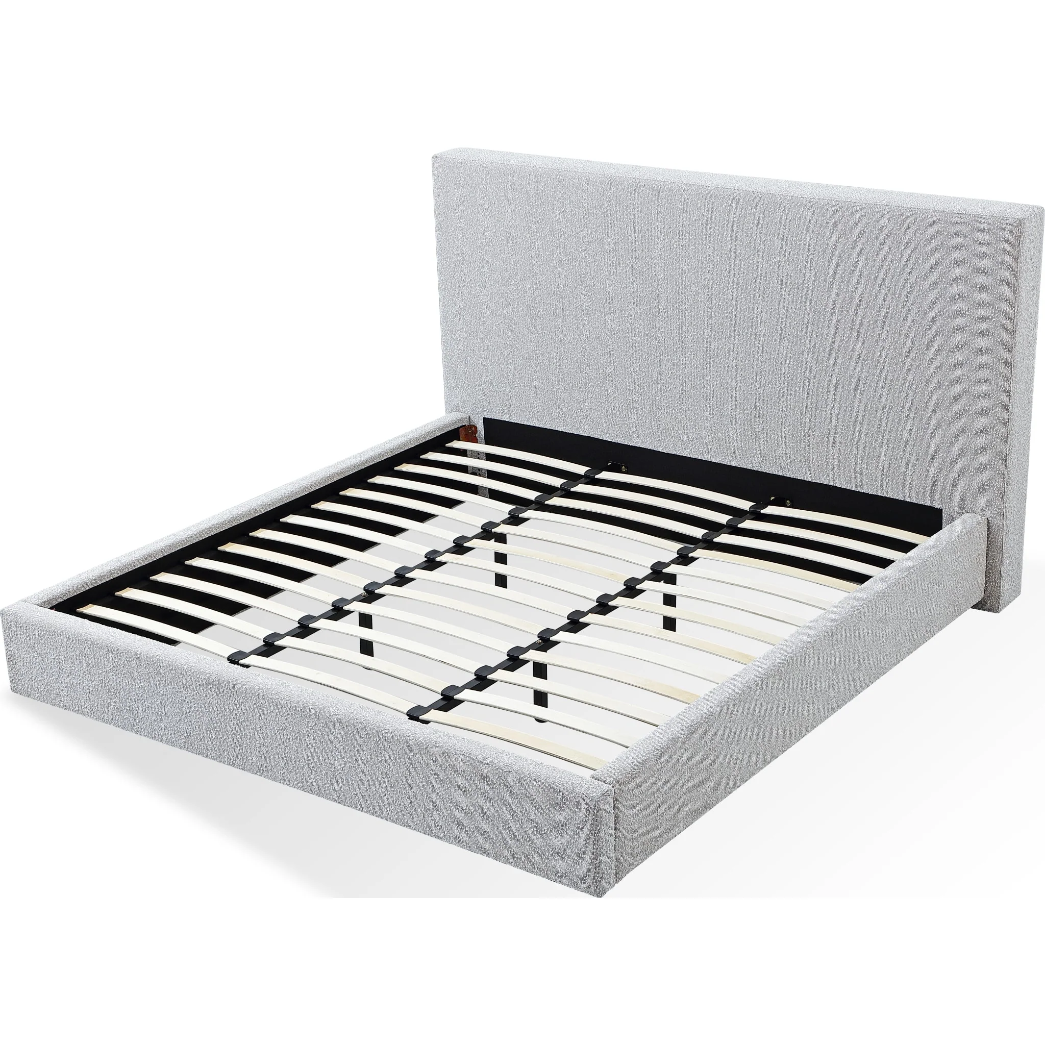 One Upholstered Platform Bed in Cotton Ball Boucle - Image 5