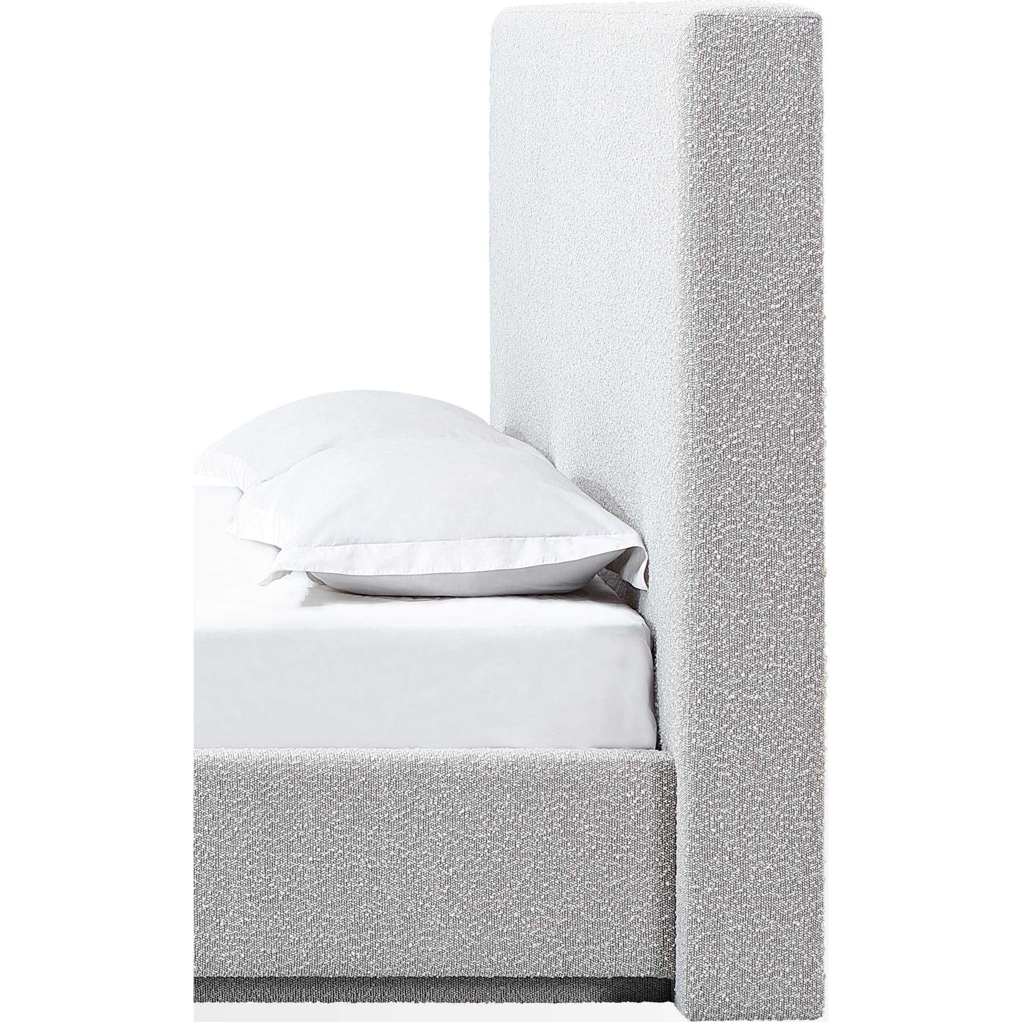 One Upholstered Modern Headboard in Cotton Ball Boucle - Image 3