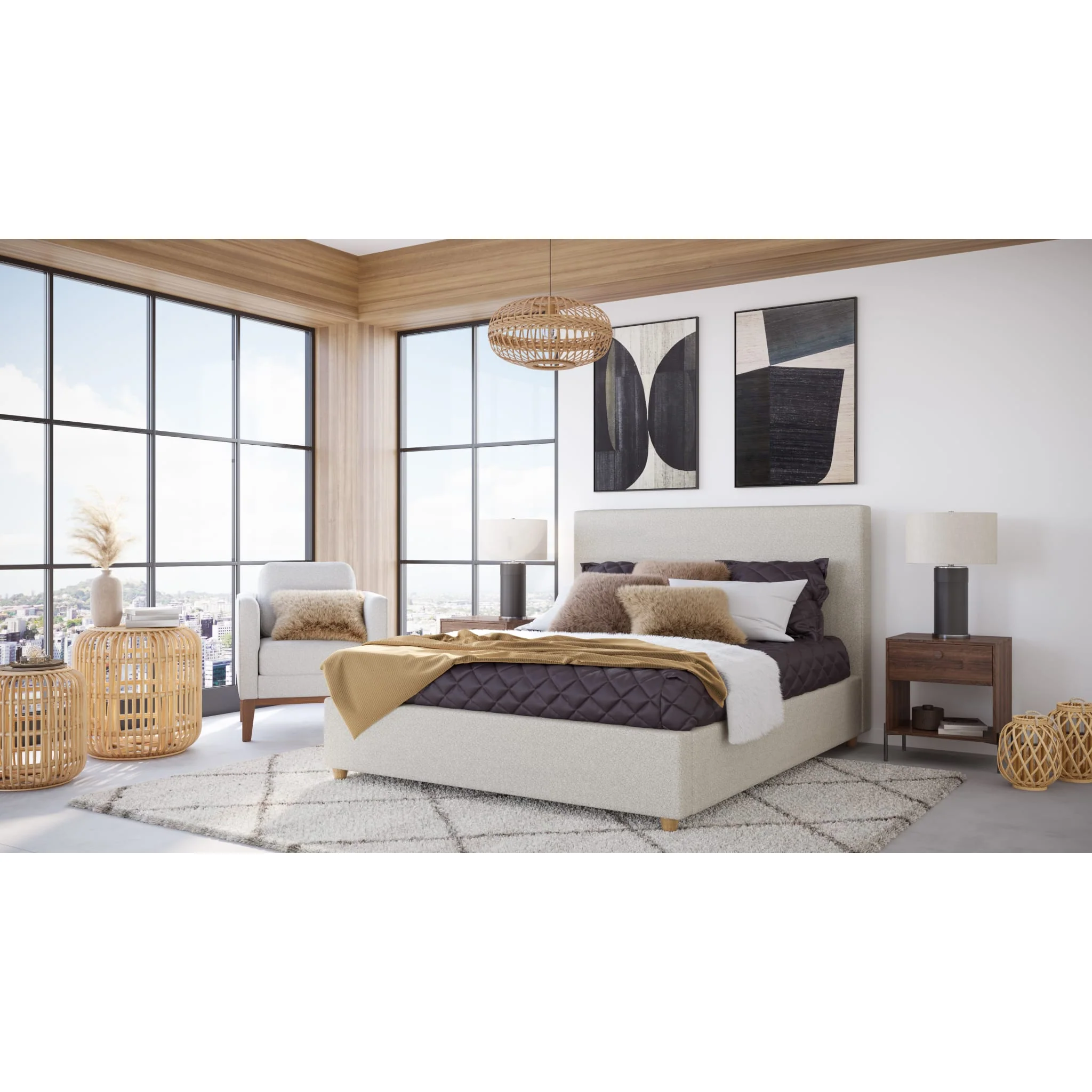 Olivia Upholstered Platform Bed in Ivory (2026) - Image 5
